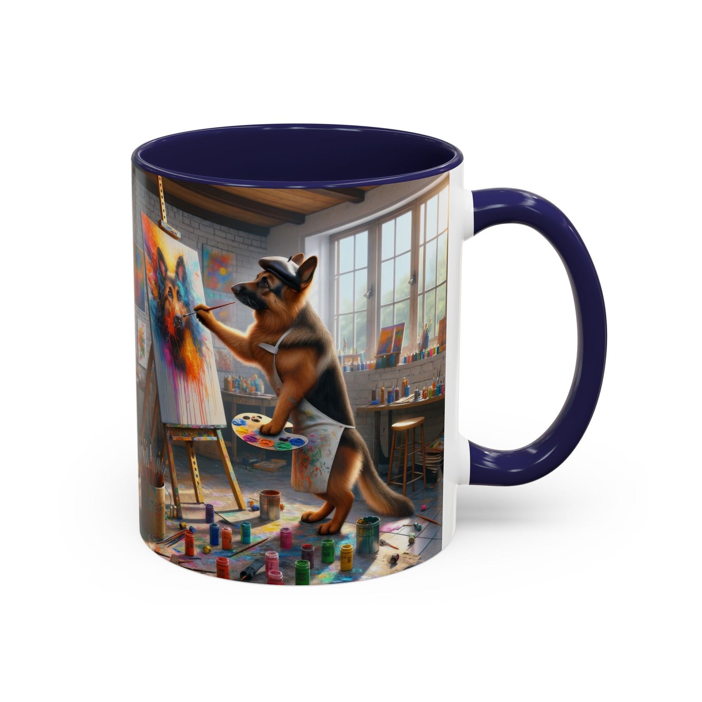 German Shepherd Painting on a Canvas Coffee Mug