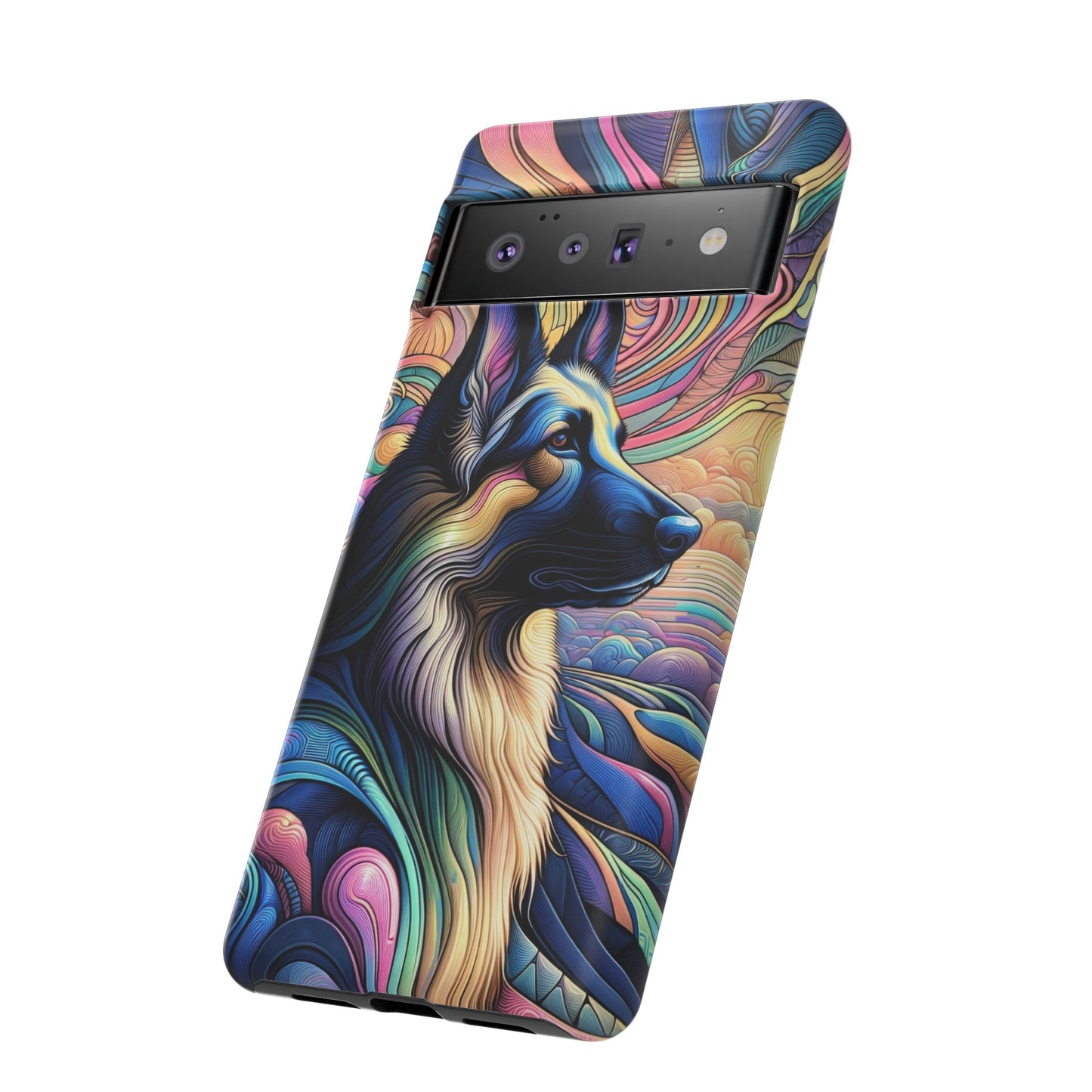 Art nouveau and vaporwave German Shepherd Phone Case