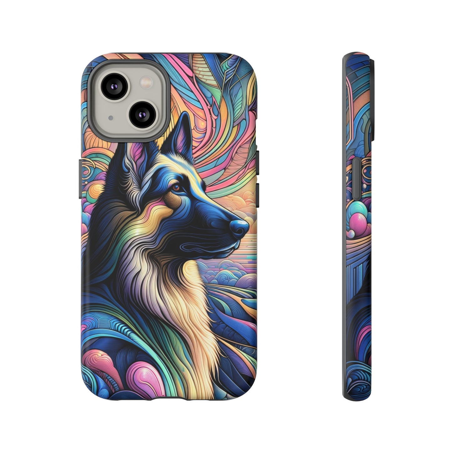 Art nouveau and vaporwave German Shepherd Phone Case