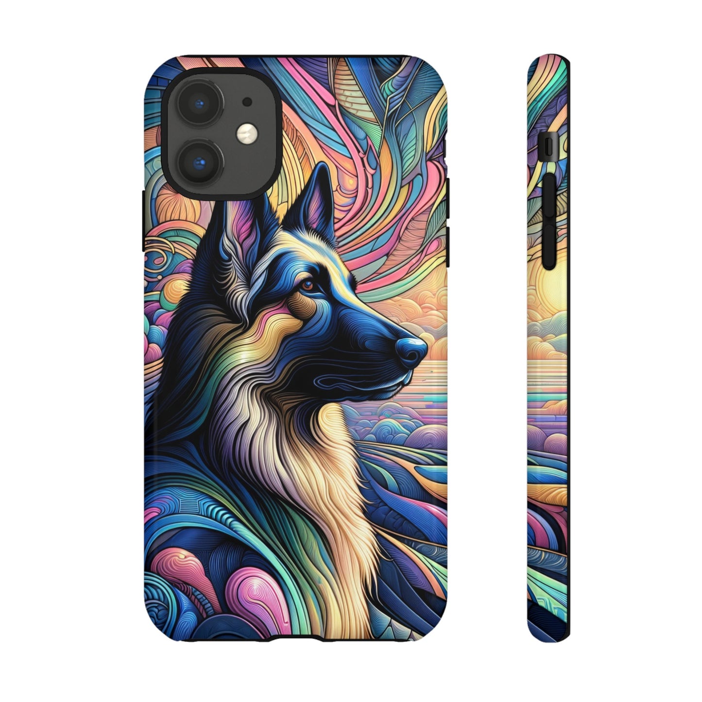 Art nouveau and vaporwave German Shepherd Phone Case