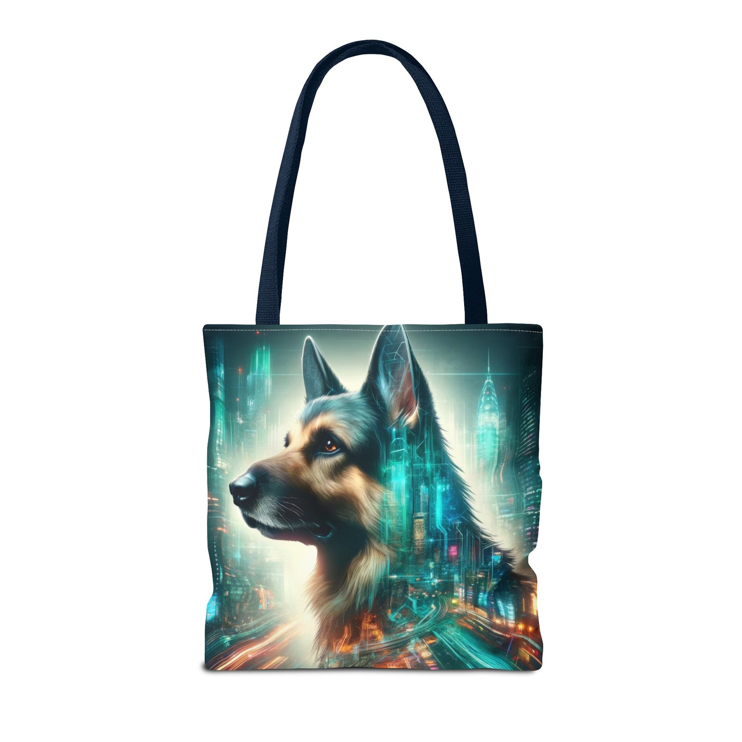 Cyberpunk German Shepherd Tote Bag