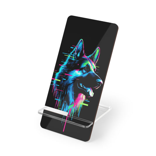 Glitch art and Neon Graffiti German Shepherd Smartphone Stand