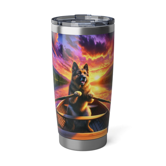 German Shepherd Rowing a boat 20oz Tumbler