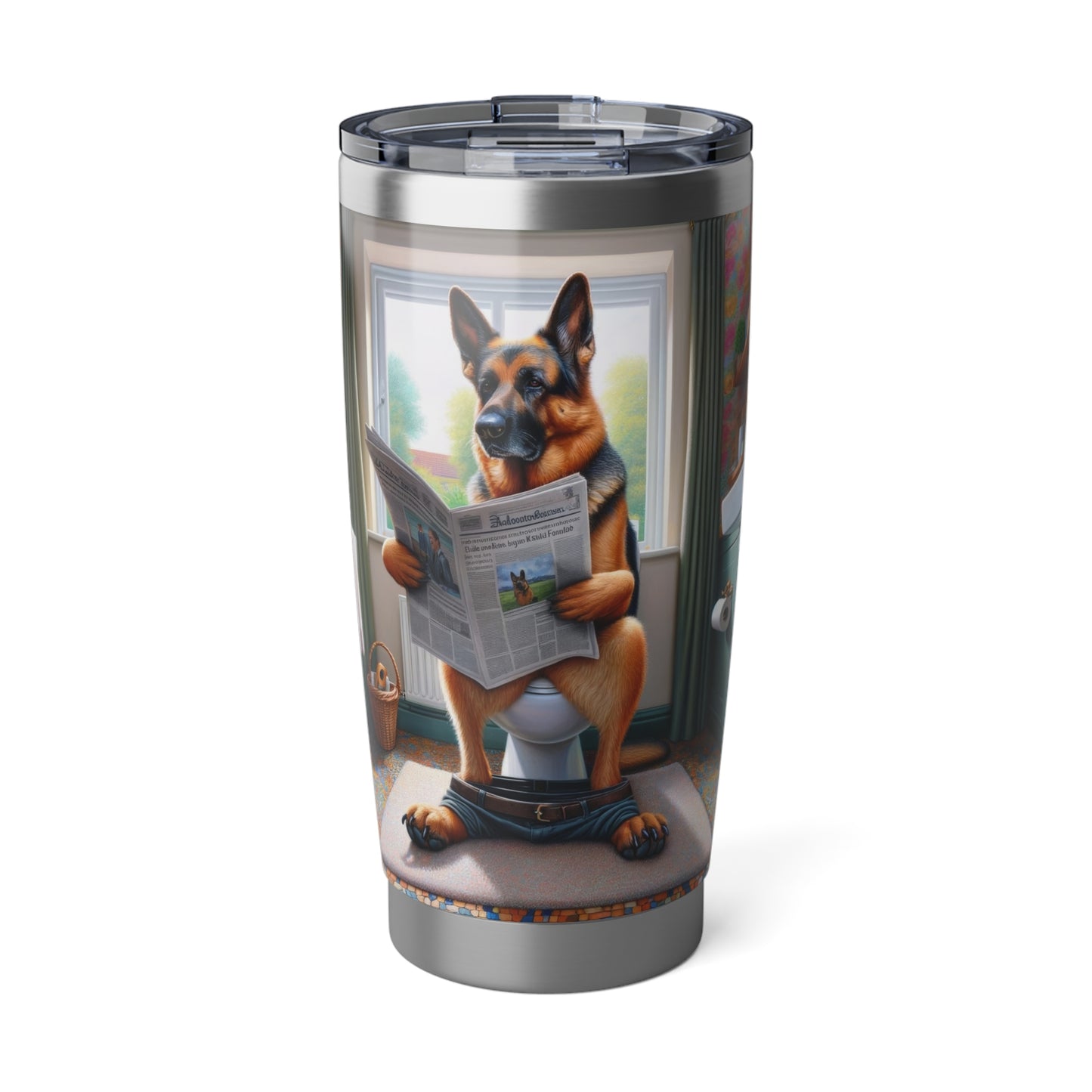 German Shepherd using a toilet 20oz Tumbler