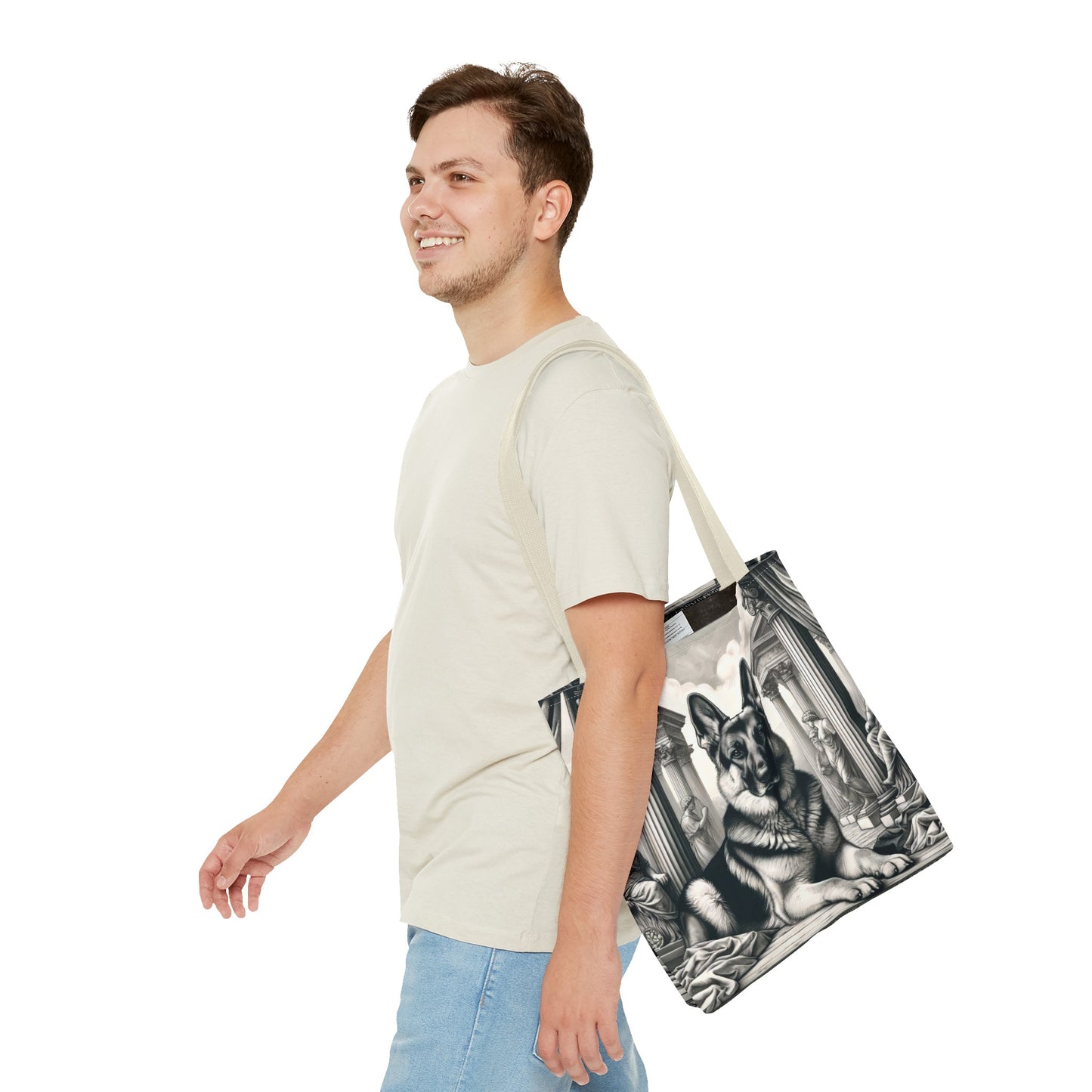 Etching and greco-roman German Shepherd Tote Bag