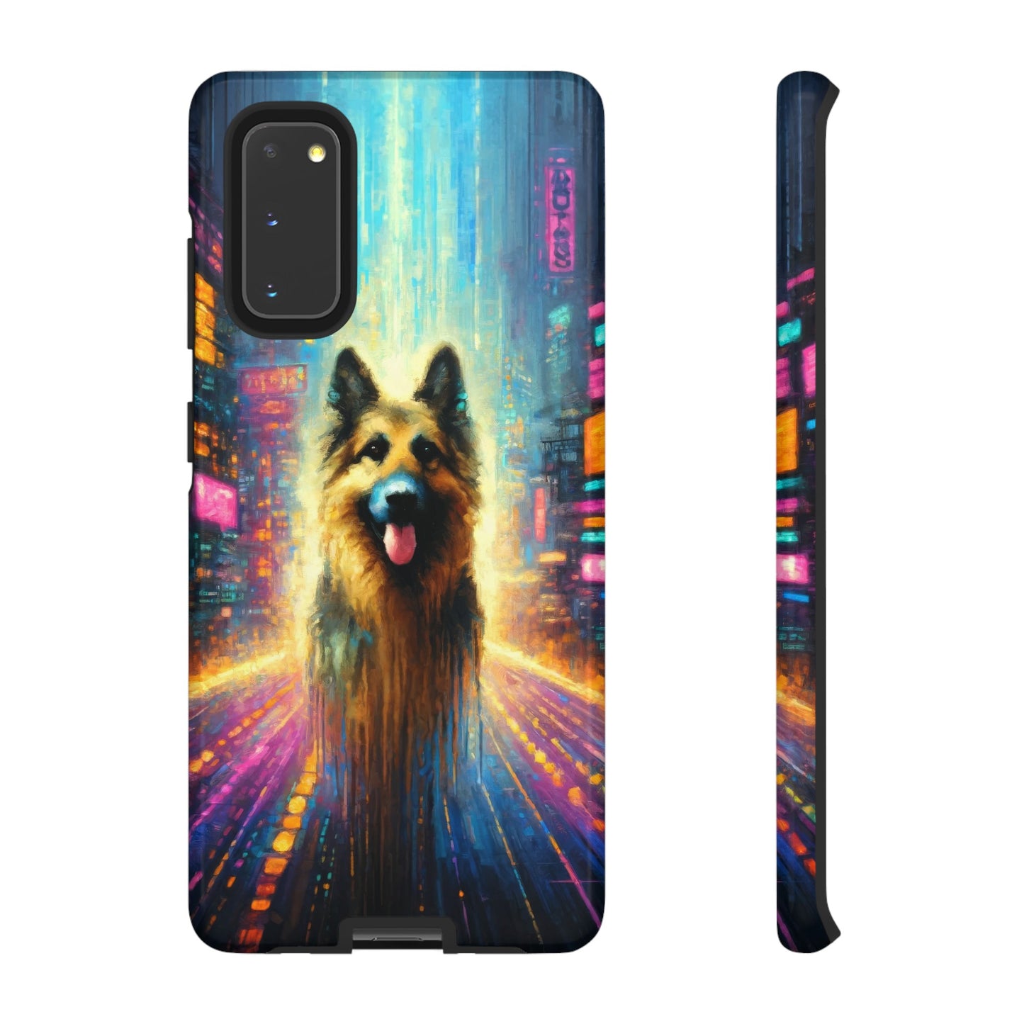 Impressionism meets cyberpunk German Shepherd Phone Case