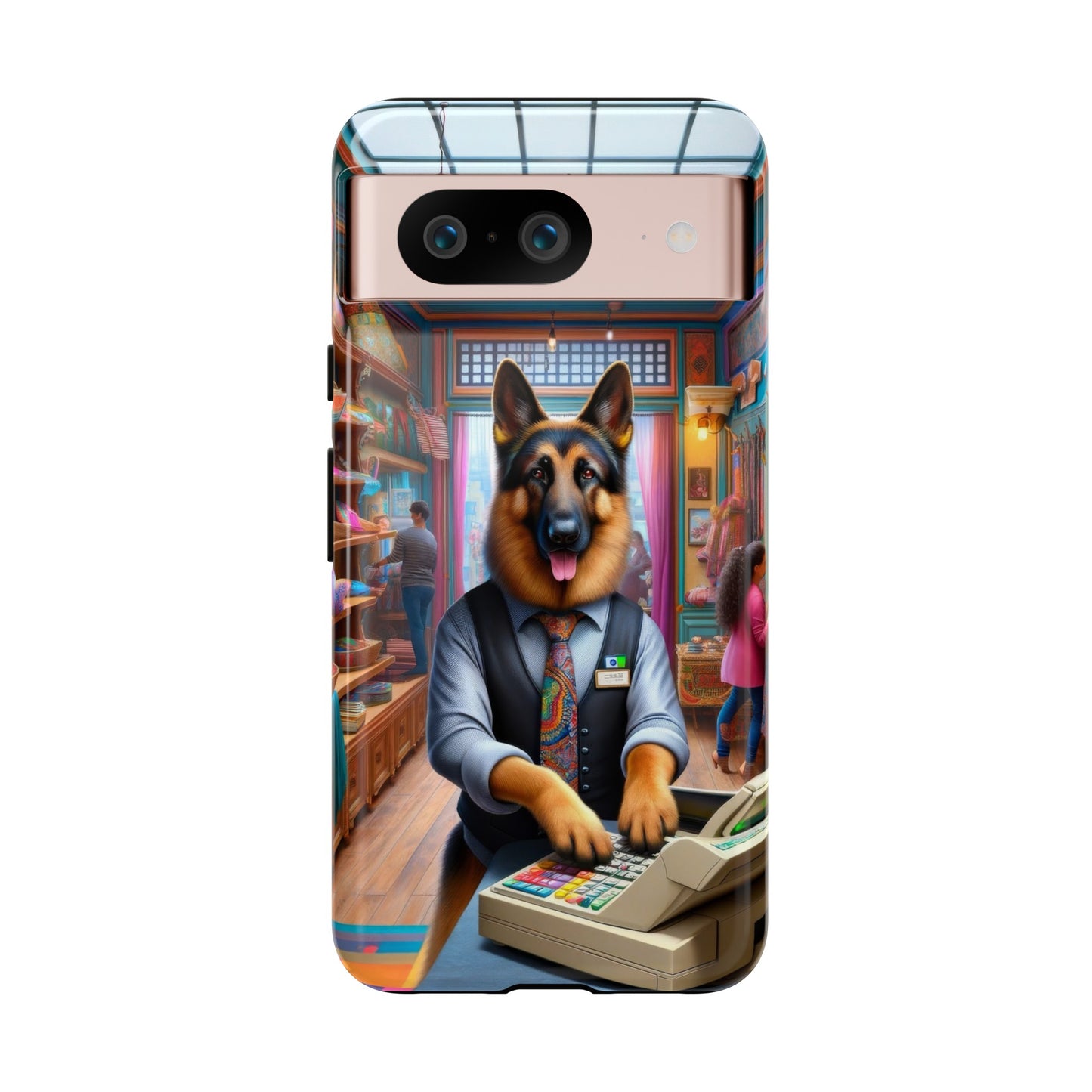 German Shepherd Operating a Cash Register Phone Case