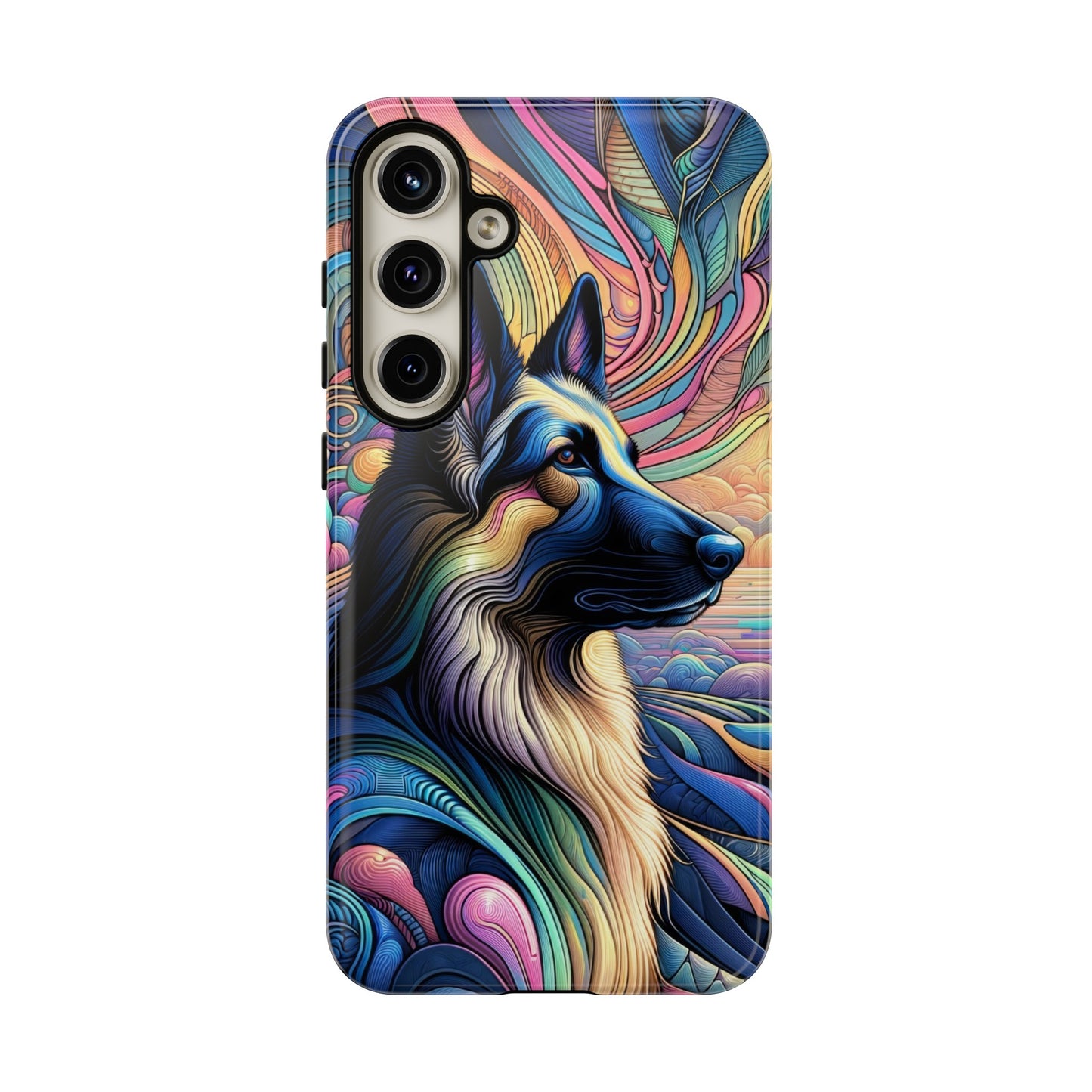 Art nouveau and vaporwave German Shepherd Phone Case