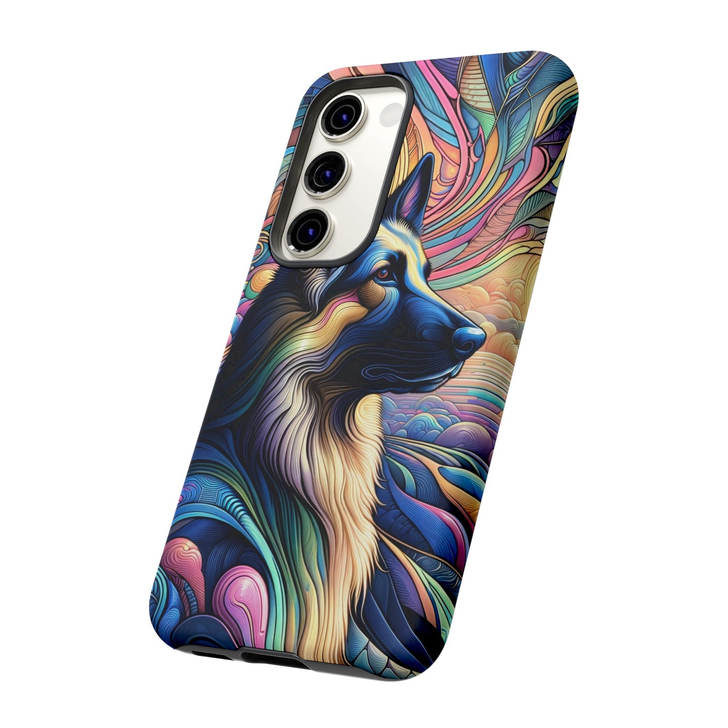 Art nouveau and vaporwave German Shepherd Phone Case