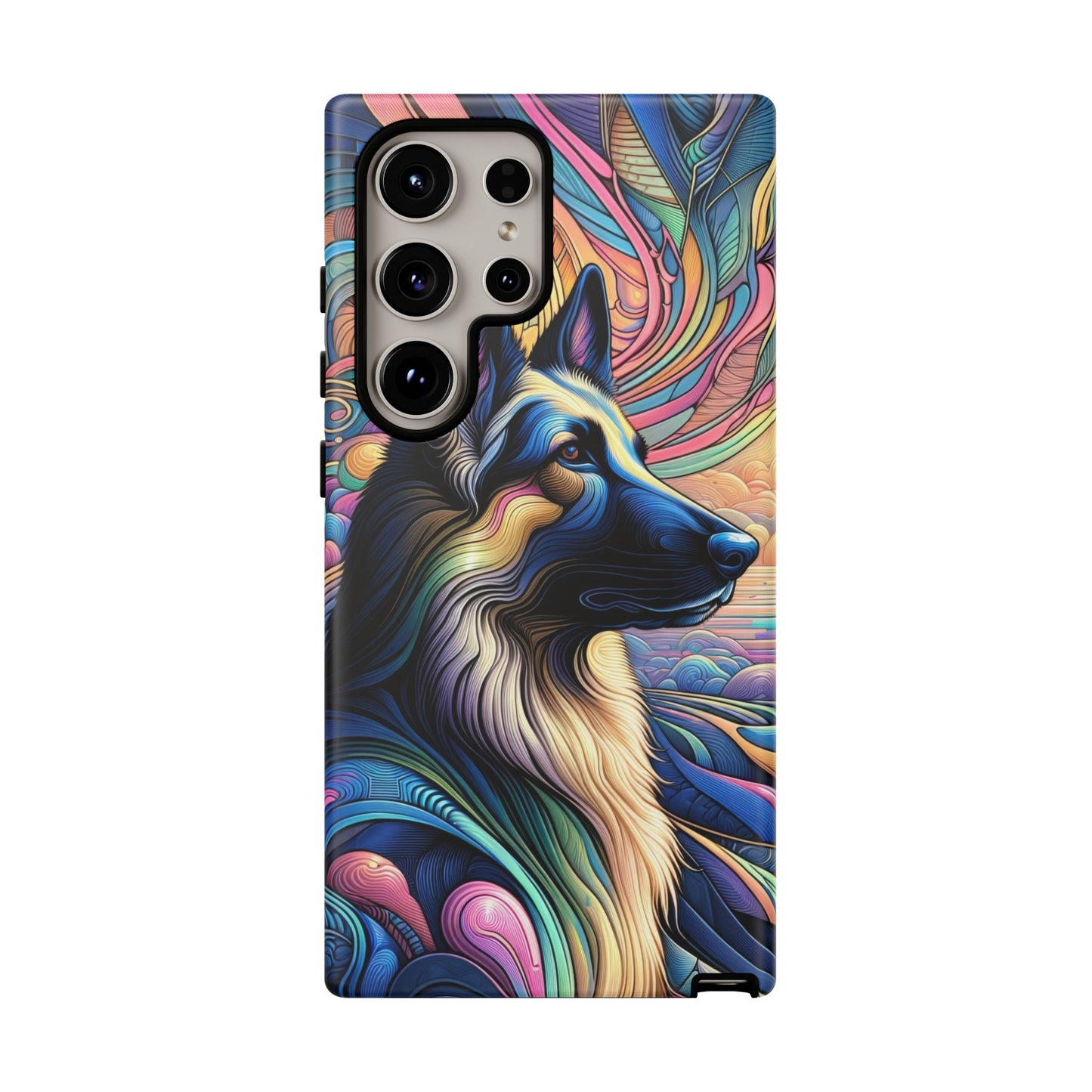 Art nouveau and vaporwave German Shepherd Phone Case