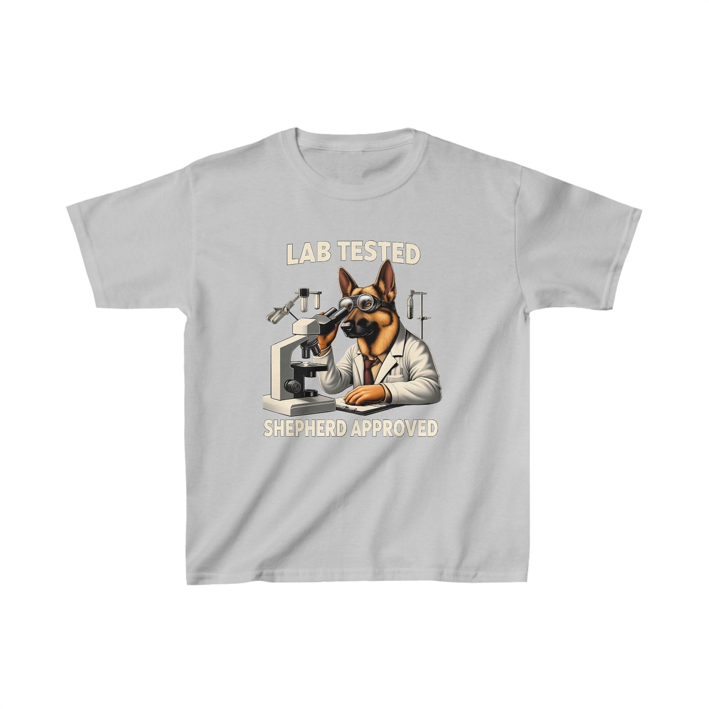 Lab Tested, Shepherd Approved Kids Size T-Shirt (Multi colors) (German Shepherd)