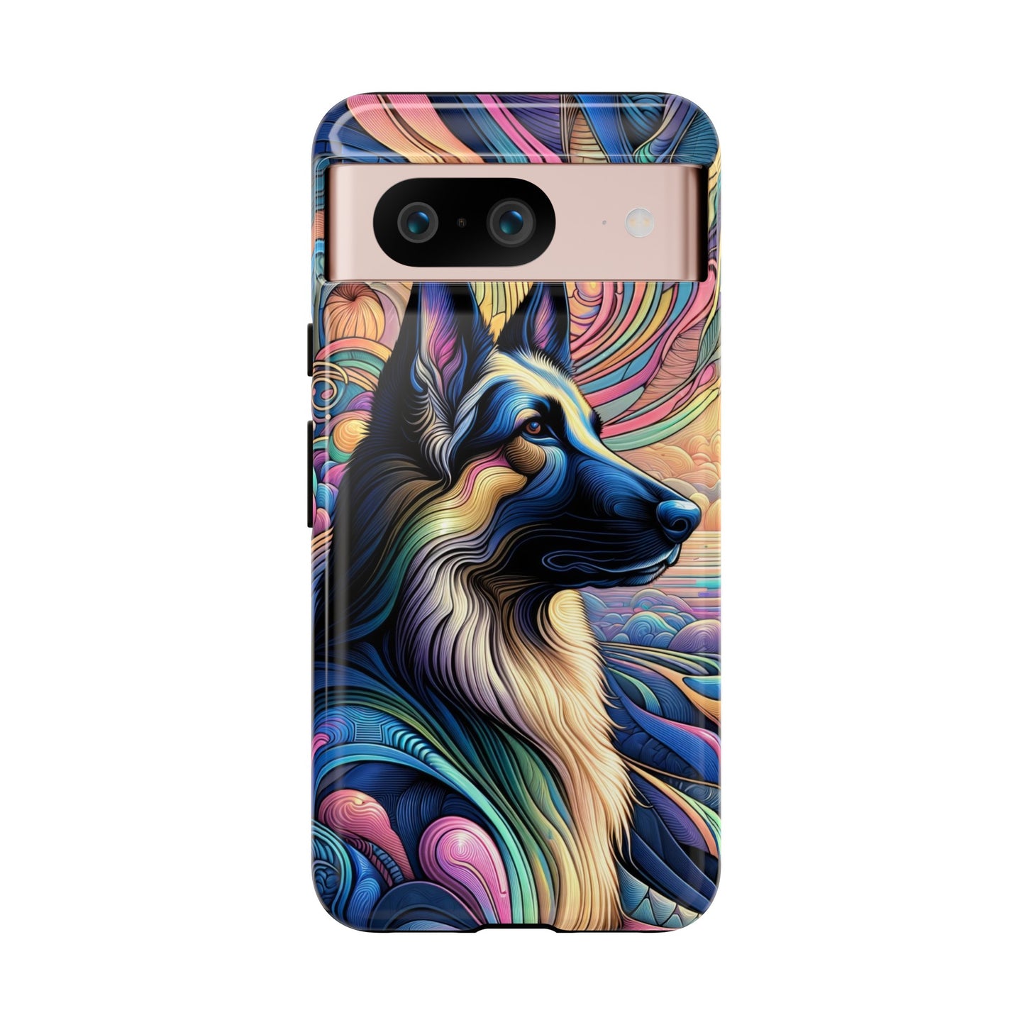 Art nouveau and vaporwave German Shepherd Phone Case