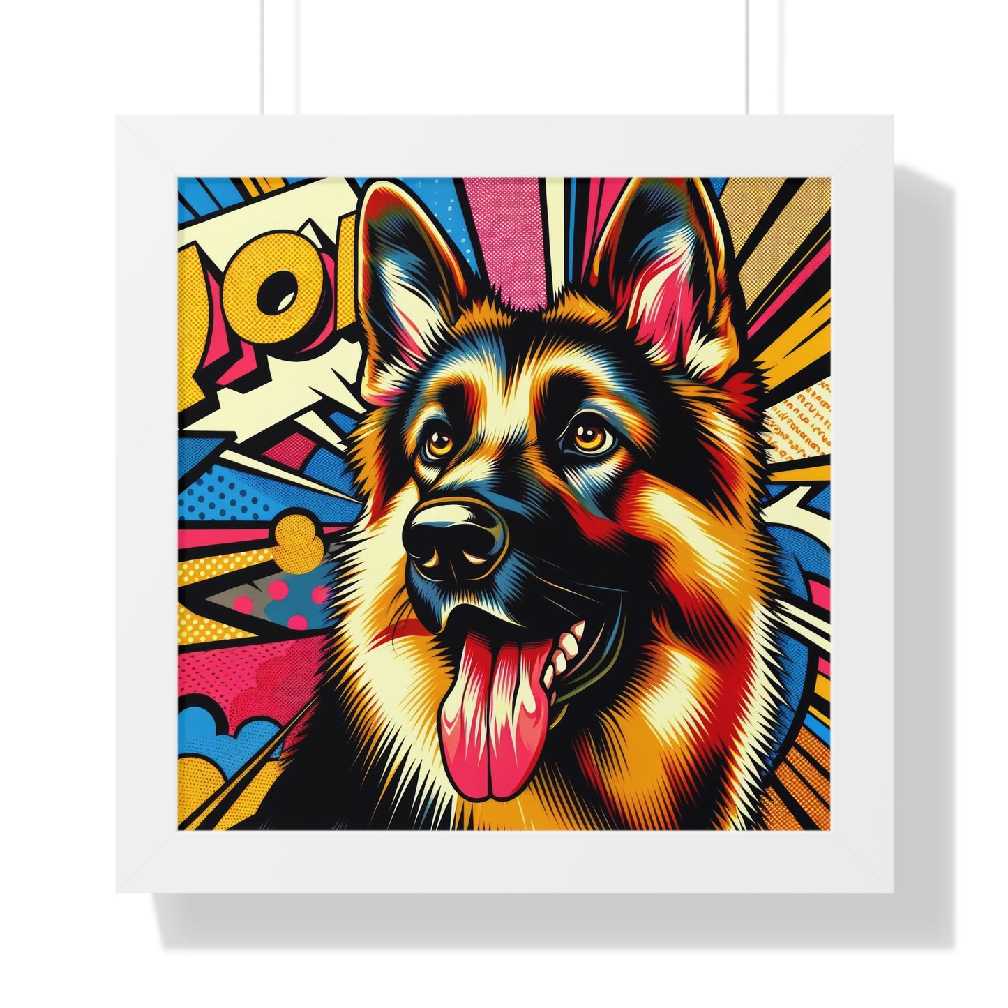 Anime style German Shepherd Framed Poster Painting 16x16