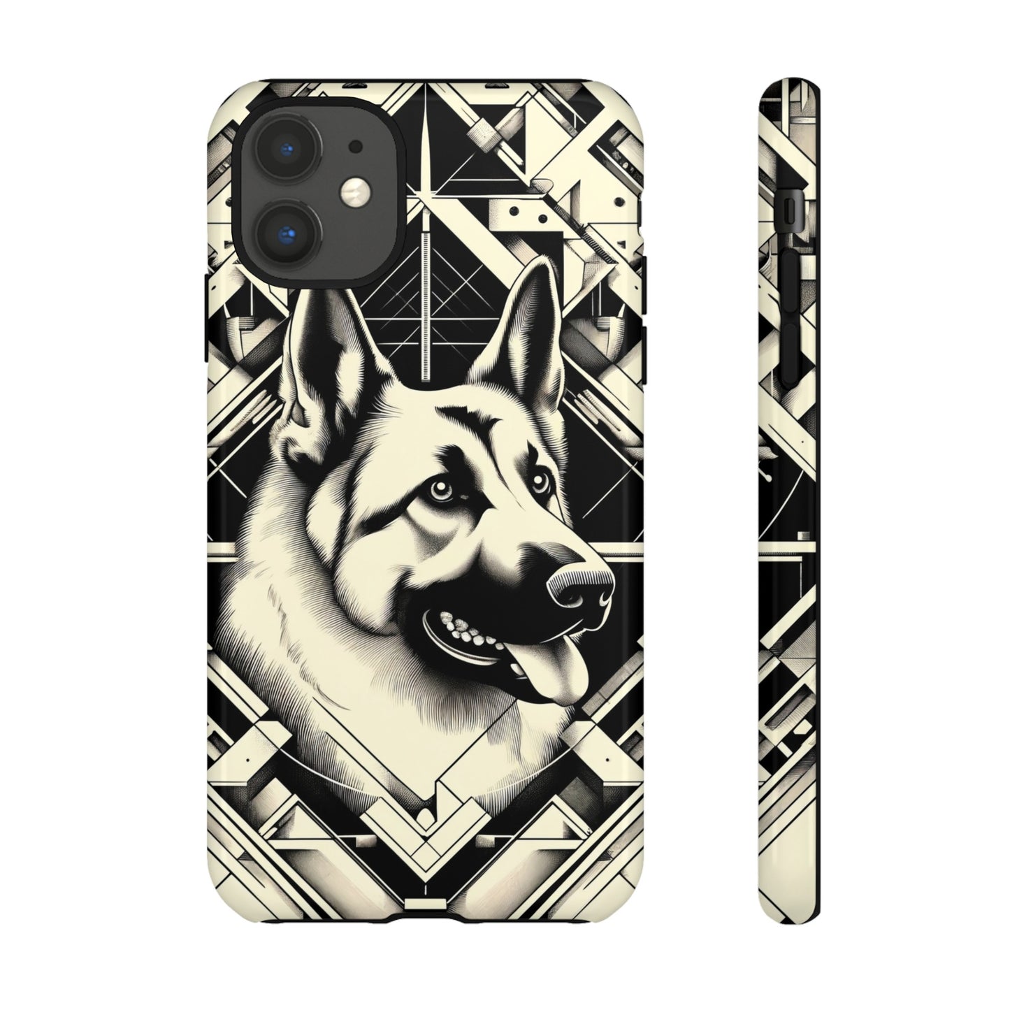 Constructivism and etching style German Shepherd Phone Case