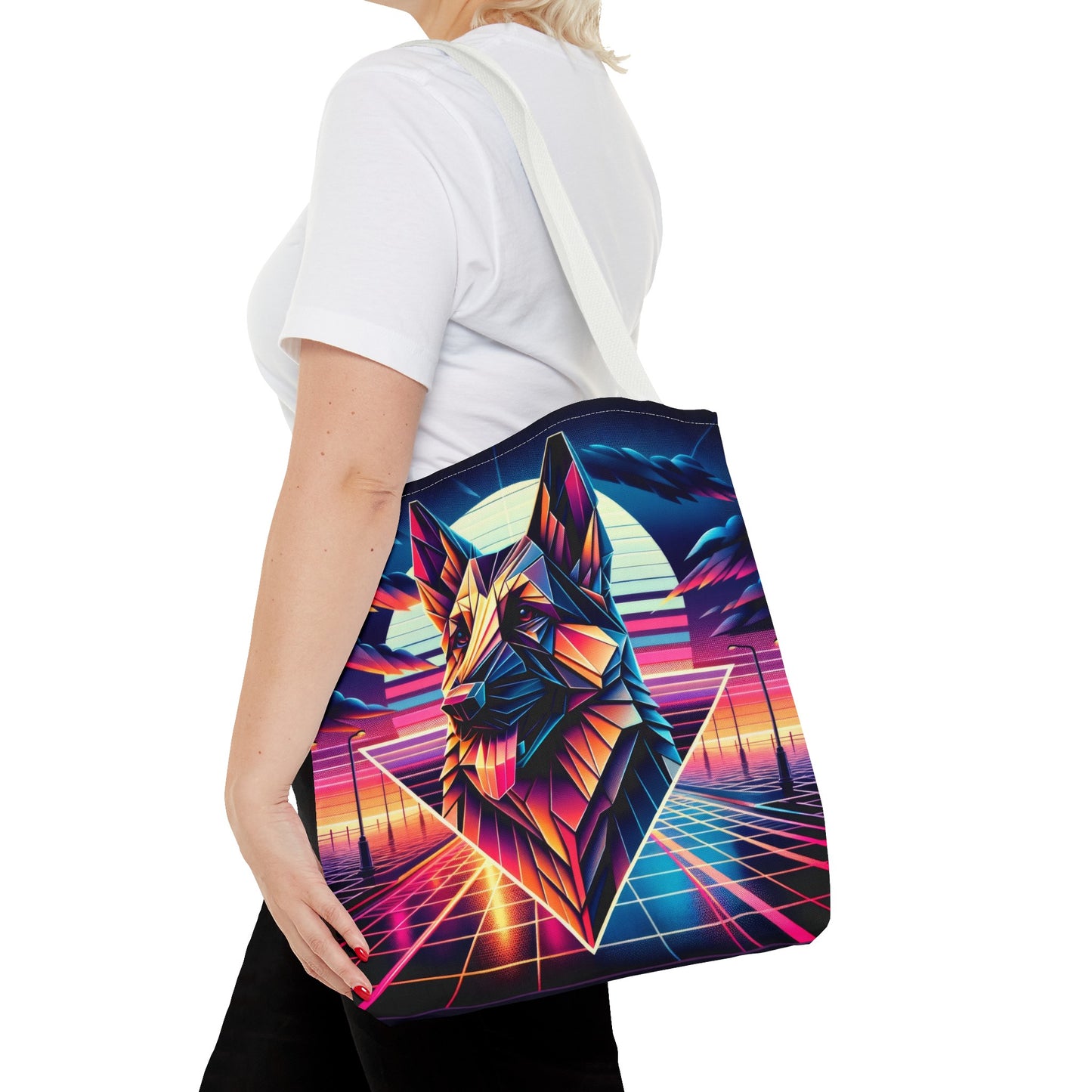 Origami and polyart German Shepherd Tote Bag