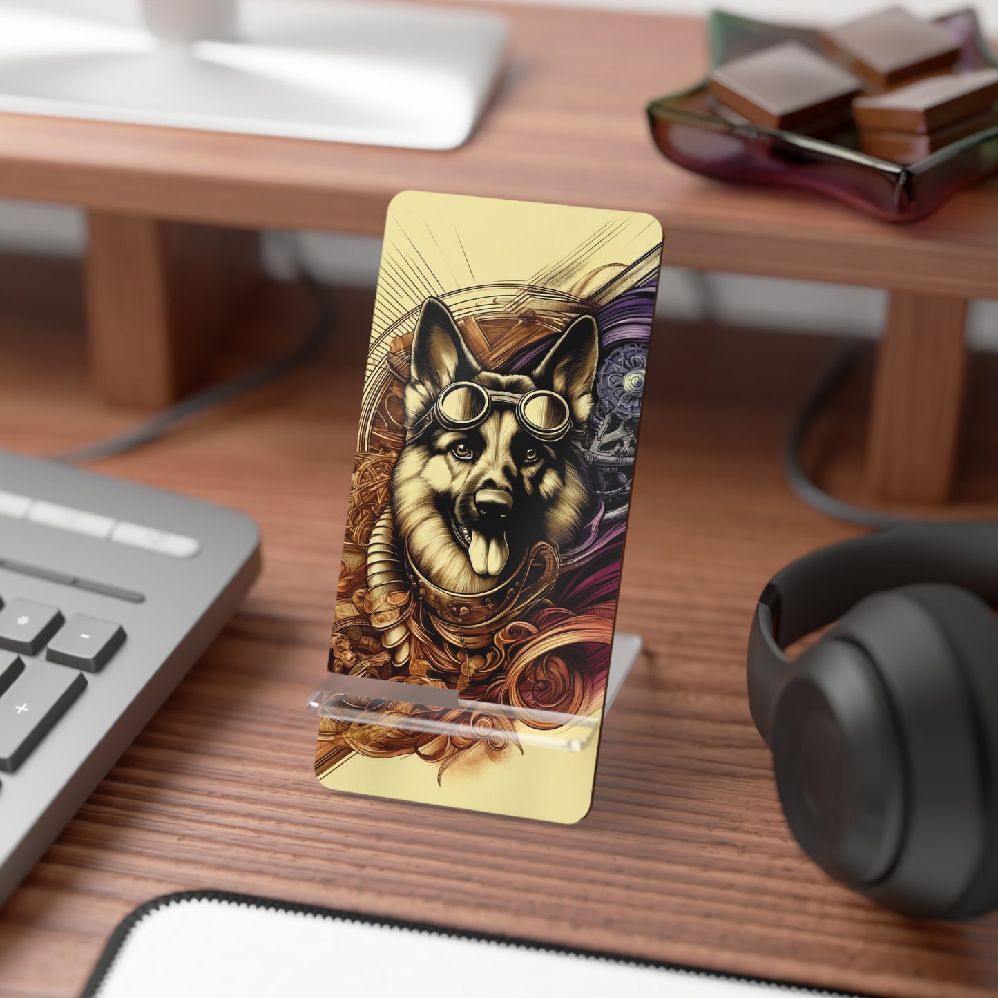 Steampunk German Shepherd Smartphone Stand