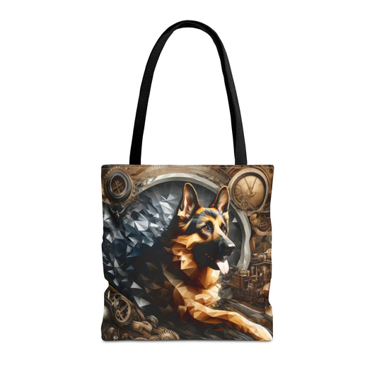 Scratchboard and vaporwave German Shepherd Tote Bag