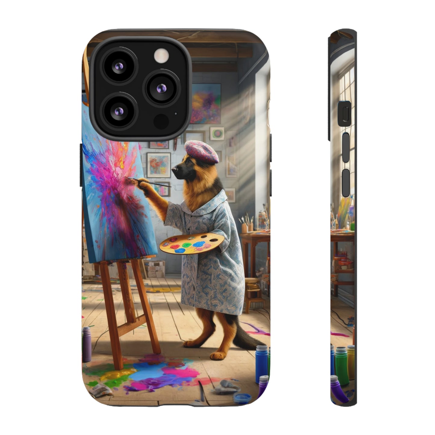 German Shepherd Painting on a Canvas Phone Case