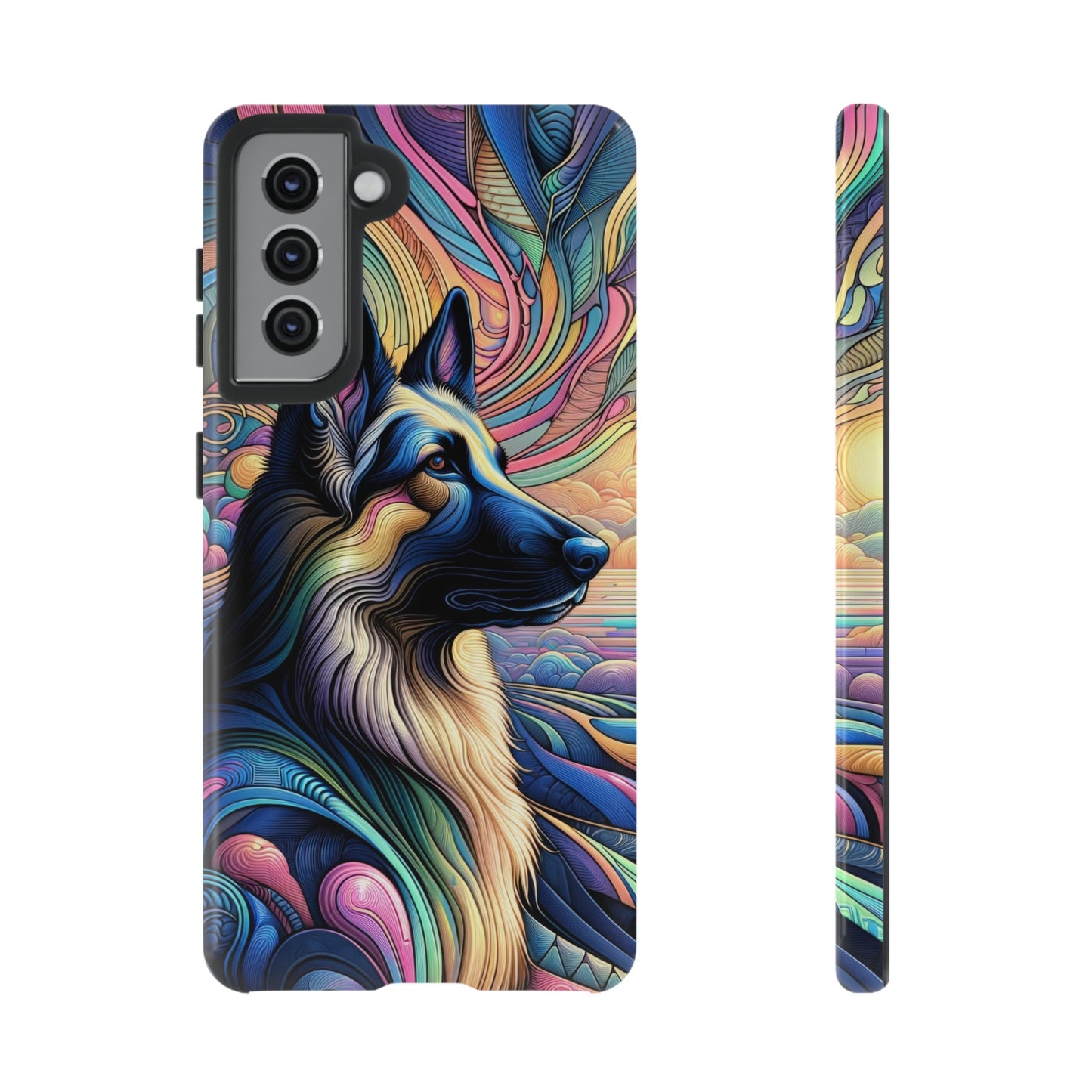 Art nouveau and vaporwave German Shepherd Phone Case