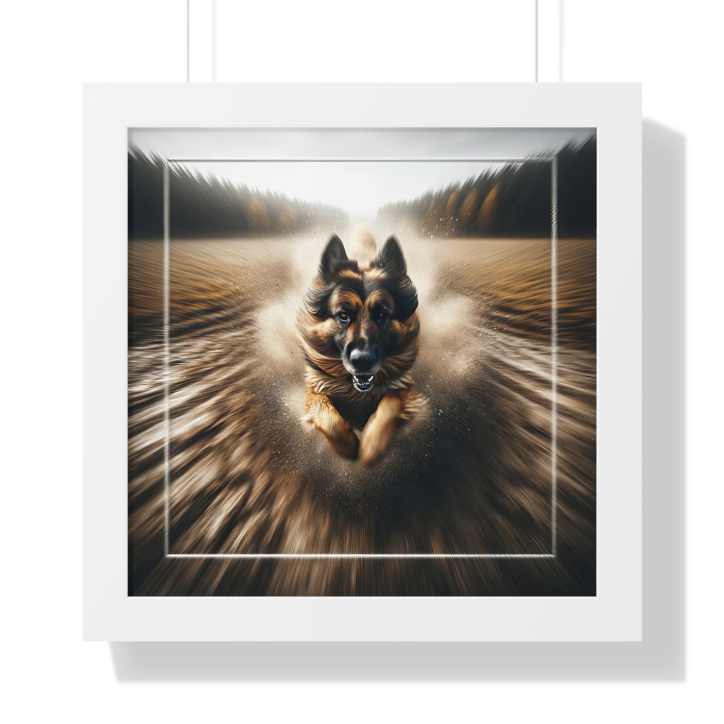 Motion blur German Shepherd Framed Poster Painting 16x16