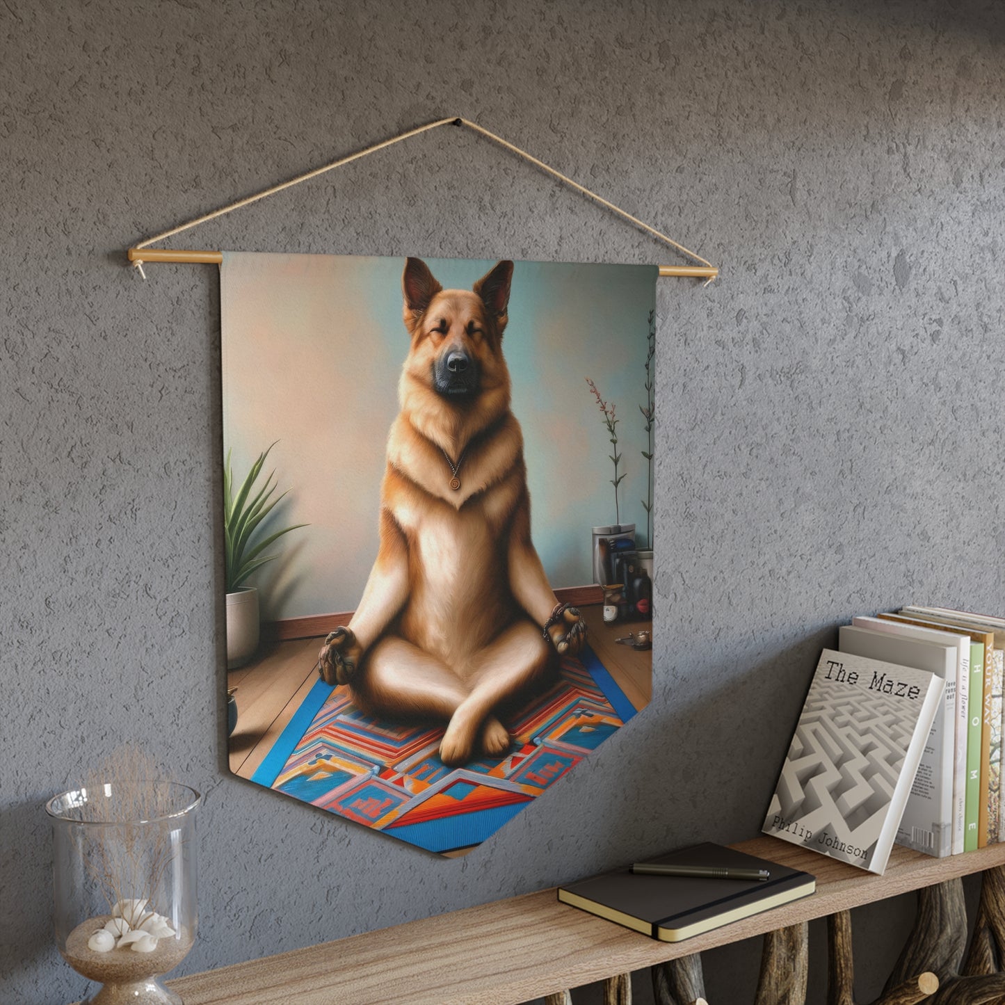 German Shepherd Meditating Pennant