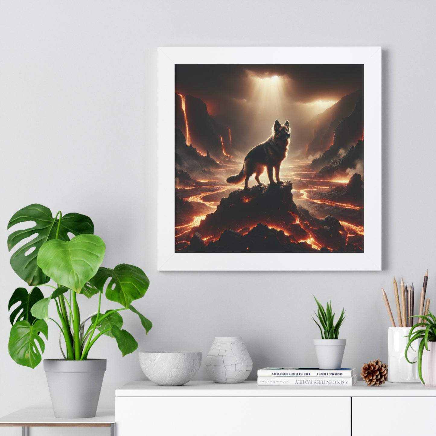 Concept art German Shepherd Framed Poster Painting 16x16