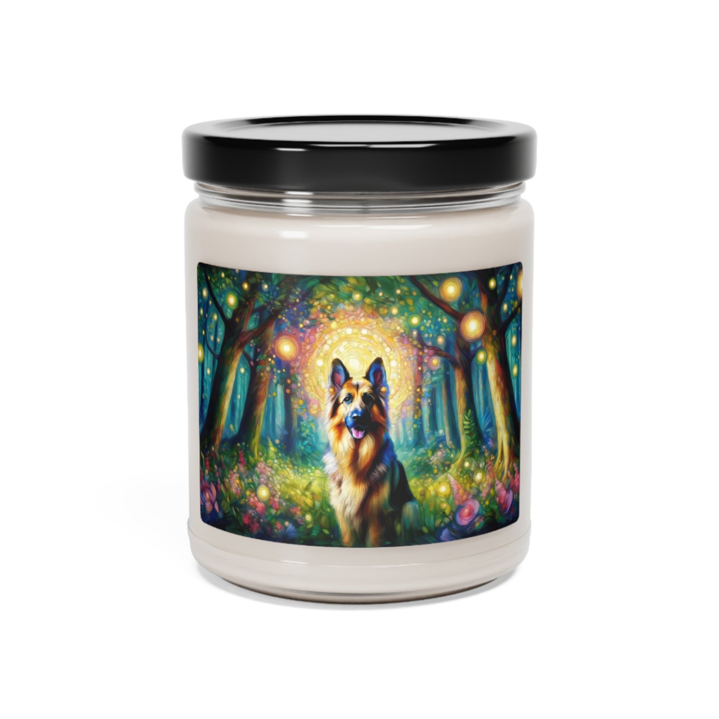 Neo-impressionism and fairy tale German Shepherd Scented Soy Candle, 9oz