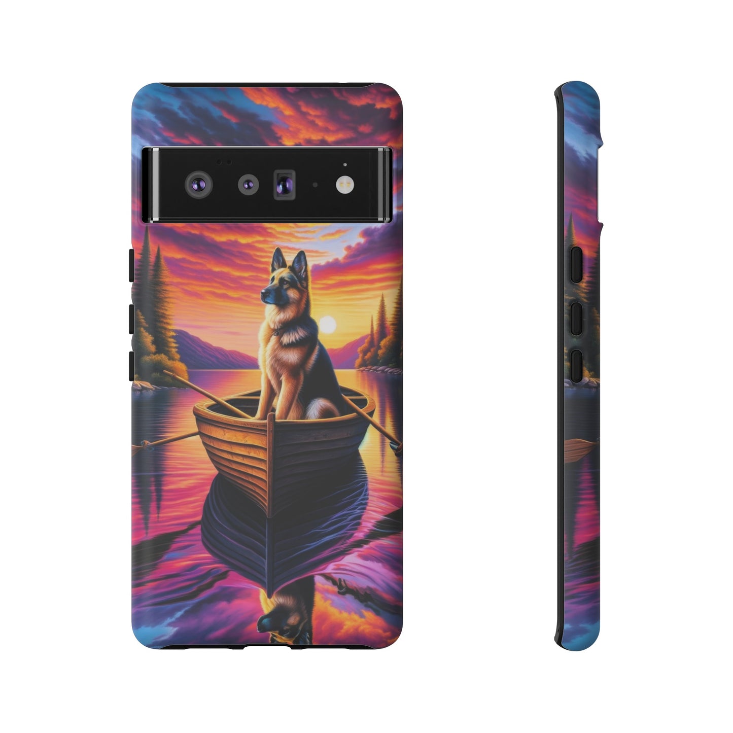 German Shepherd Rowing a boat Phone Case