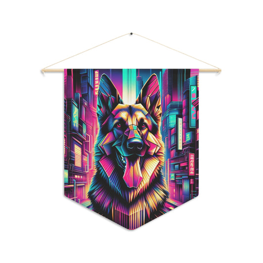 Glitch art German Shepherd Pennant