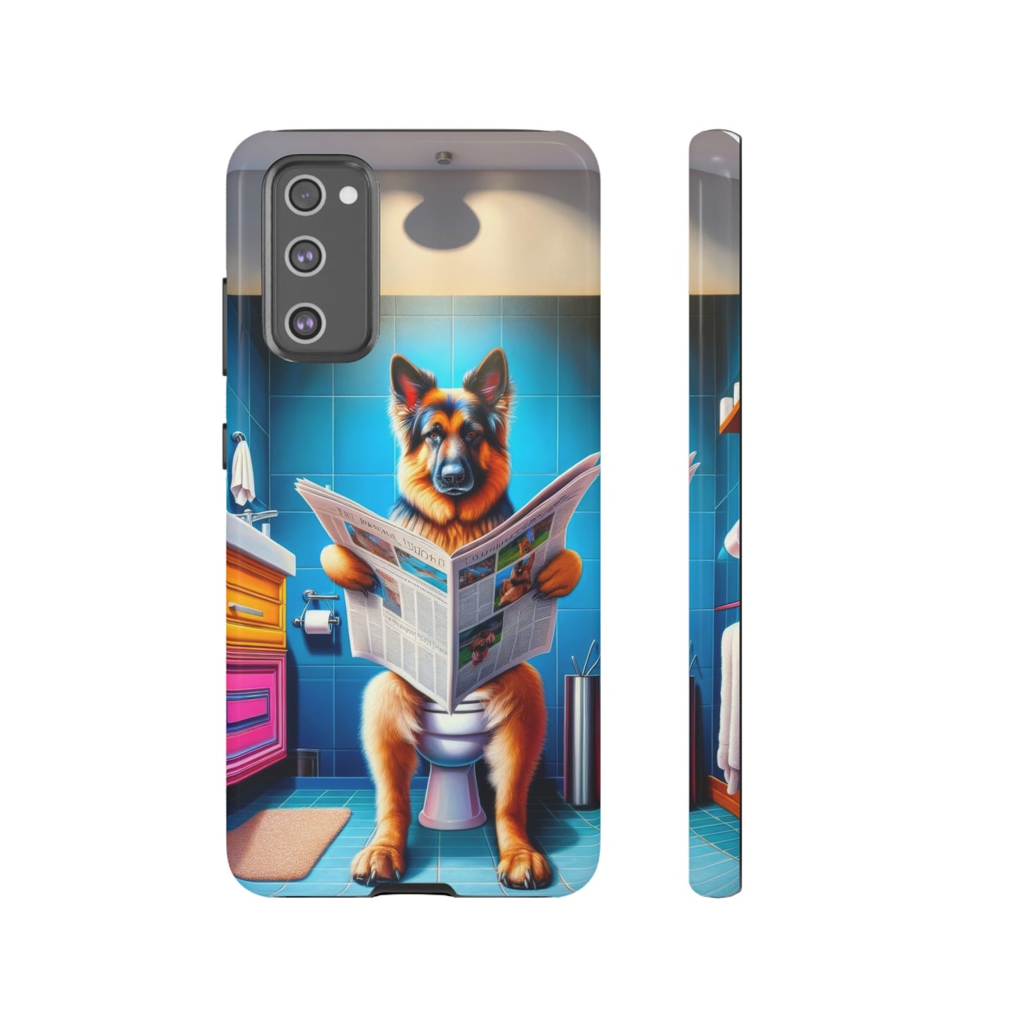 German Shepherd using a toilet Phone Case