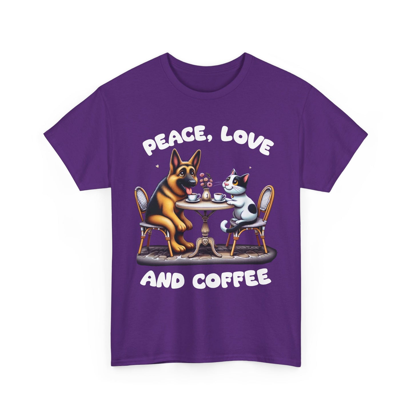 Peace Love and Coffee T-Shirt (13 Colors) (German Shepherd)