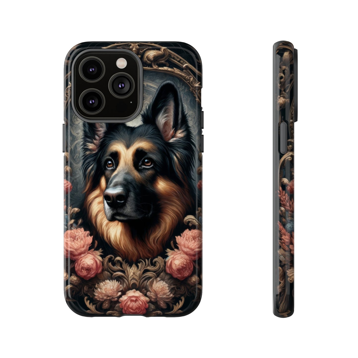 Gothic, high angle German Shepherd Phone Case