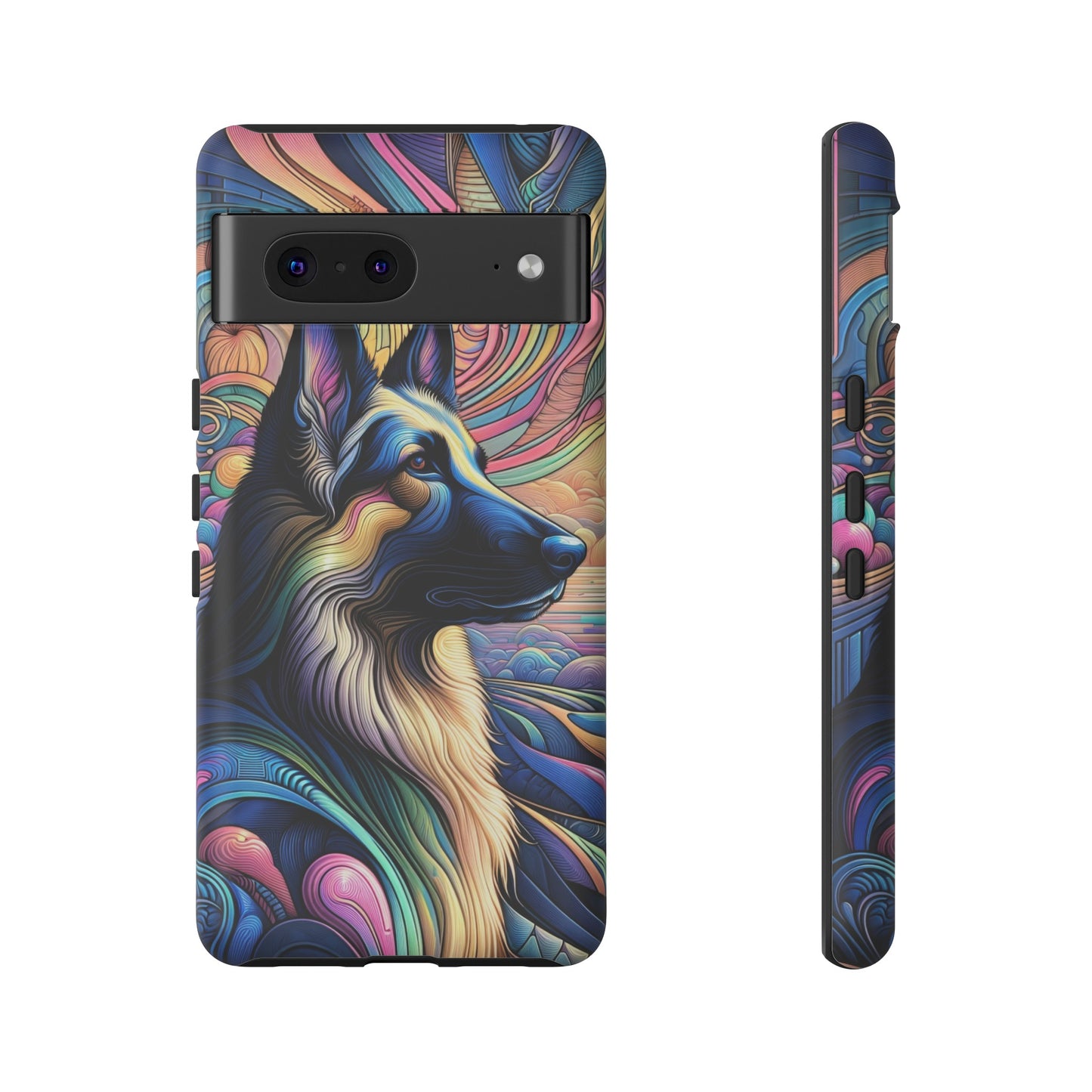 Art nouveau and vaporwave German Shepherd Phone Case