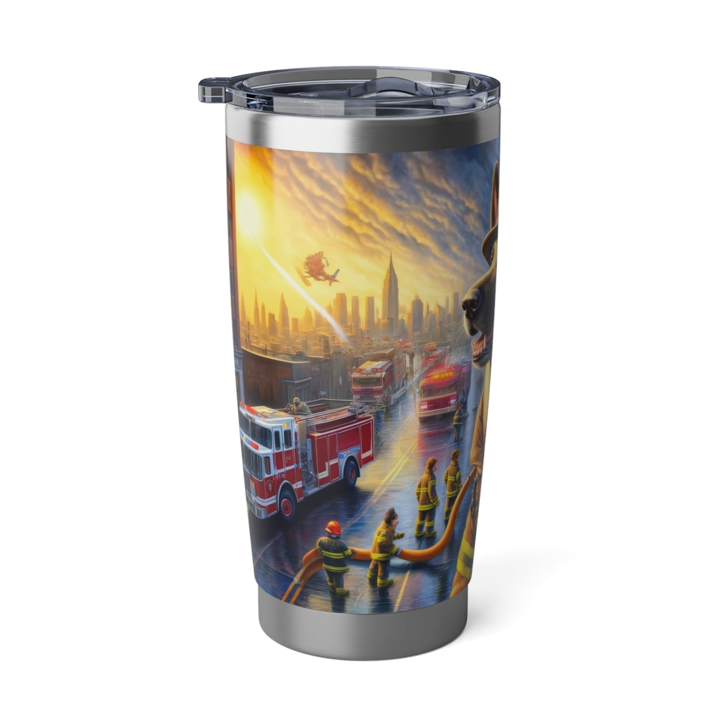 German Shepherd Working as a Fireman 20oz Tumbler