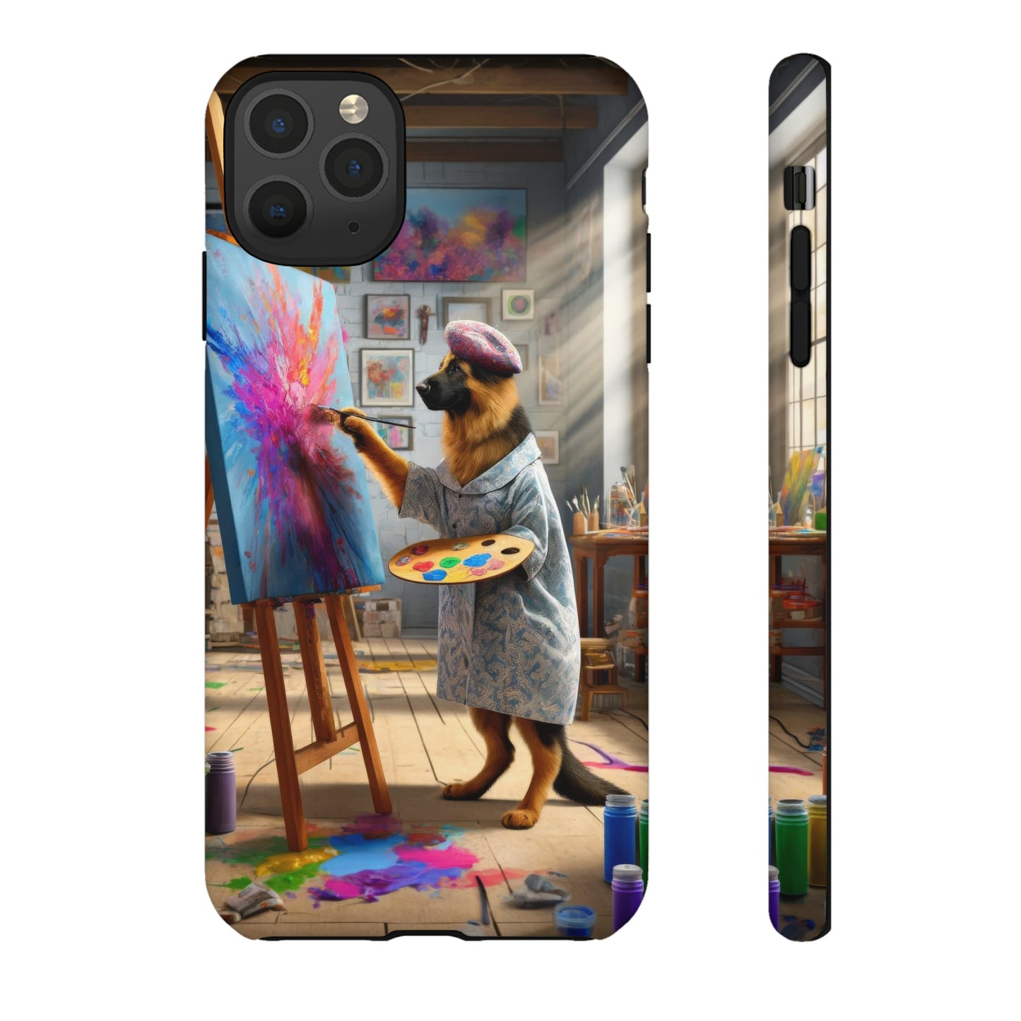 German Shepherd Painting on a Canvas Phone Case