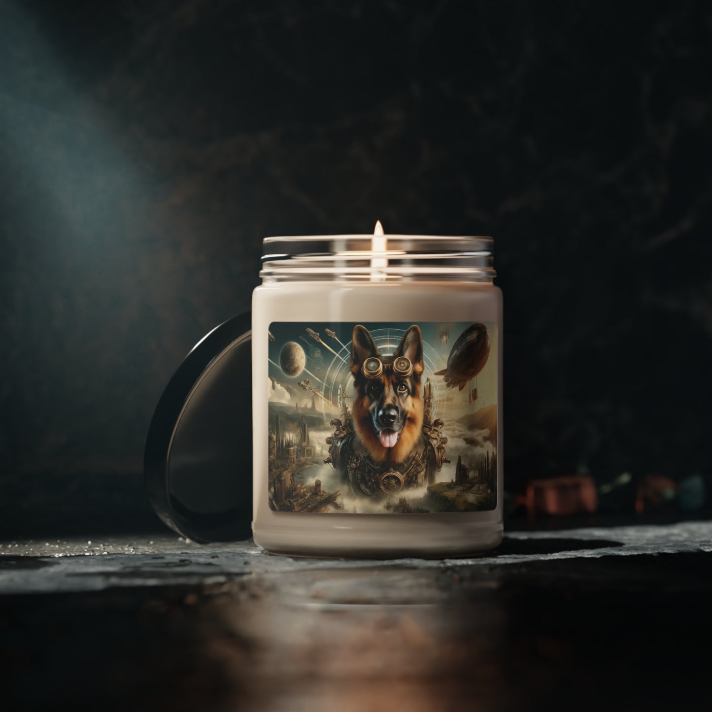 Steampunk Fantasy German Shepherd Scented Soy Candle, 9oz