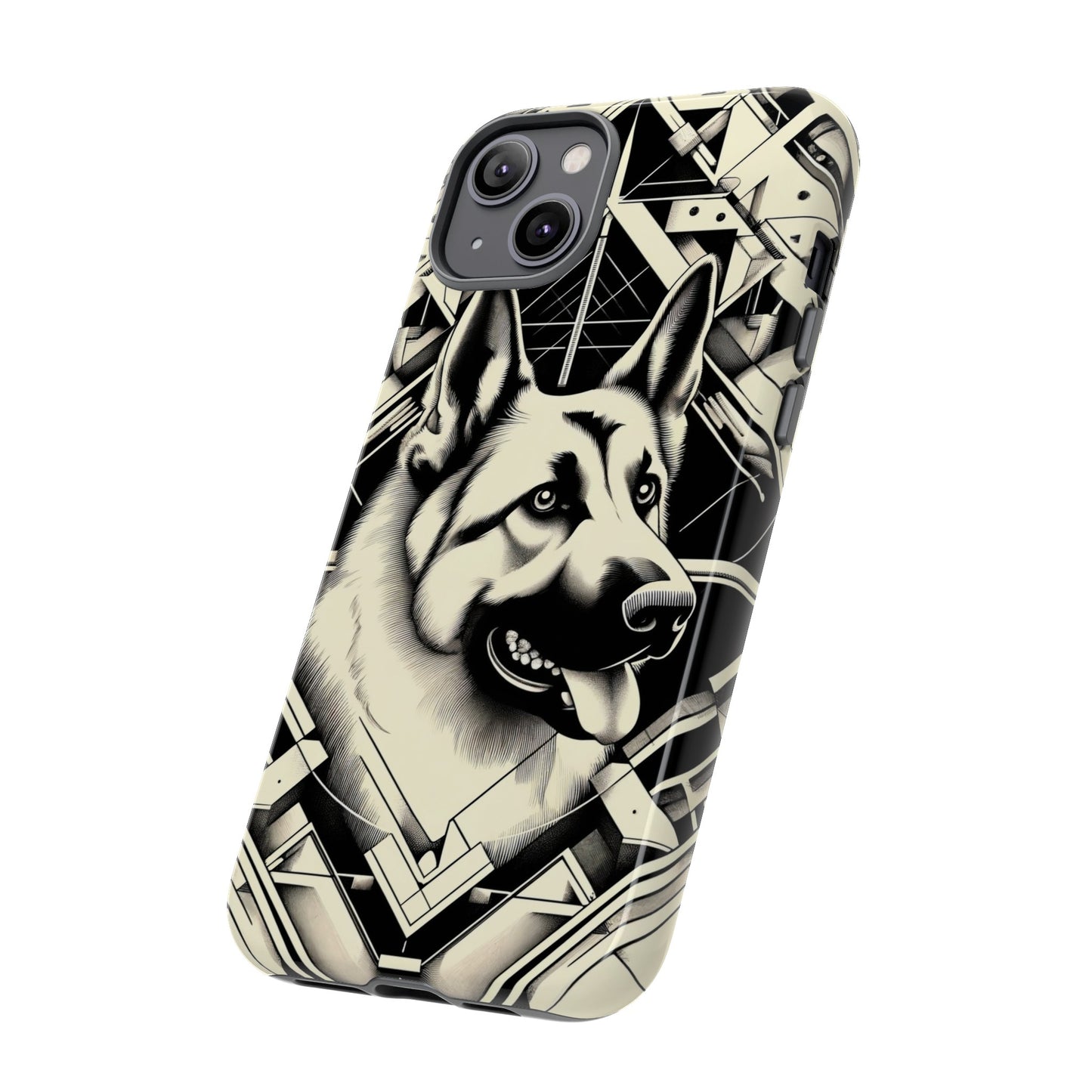 Constructivism and etching style German Shepherd Phone Case