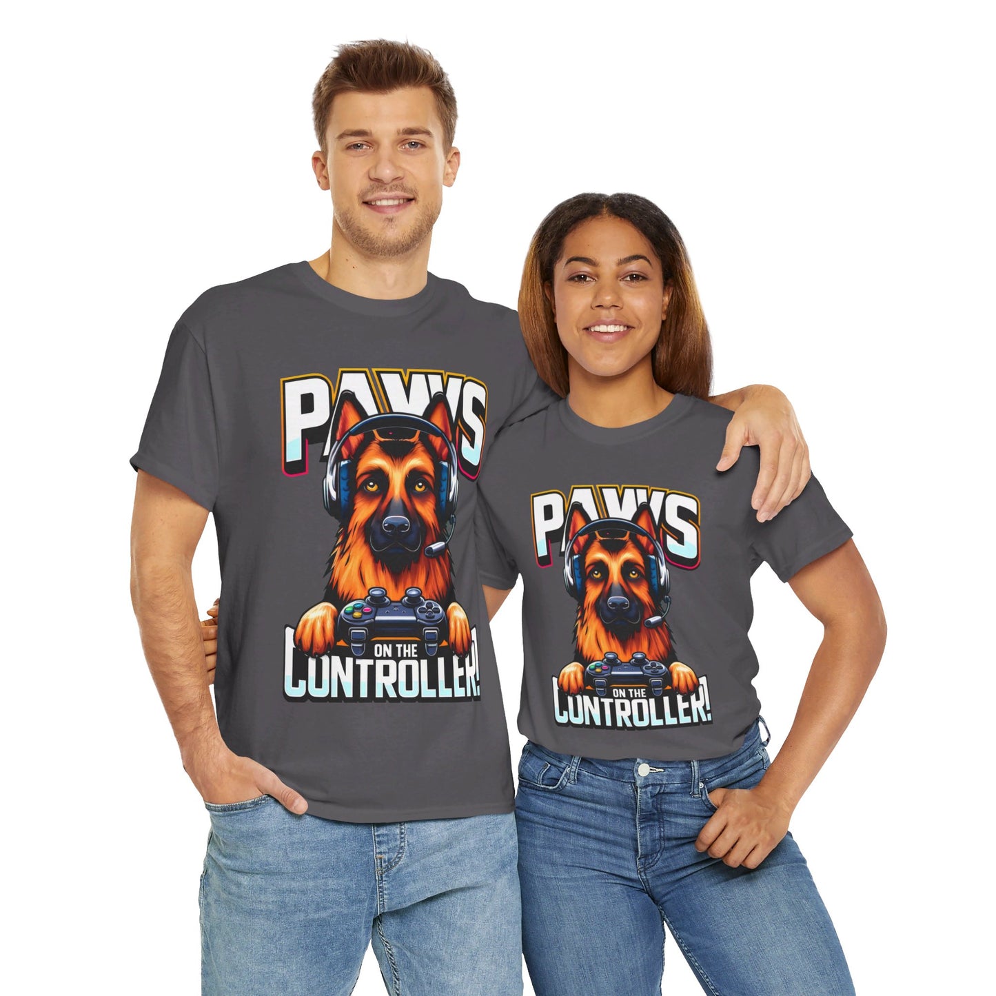 Paws on the Controller T-Shirt (13 colors) (German Shepherd)