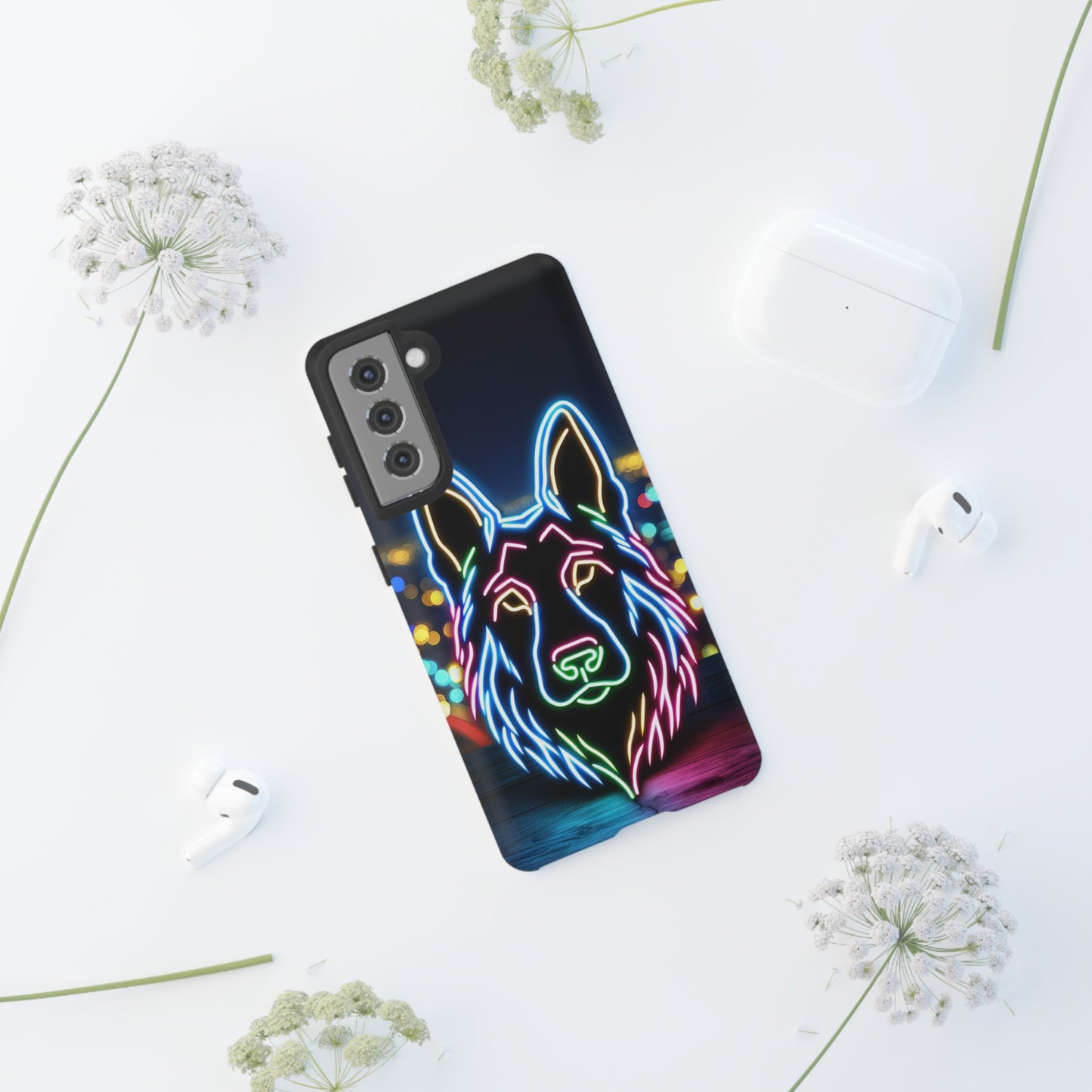 German Shepherd Neon Light Phone Case