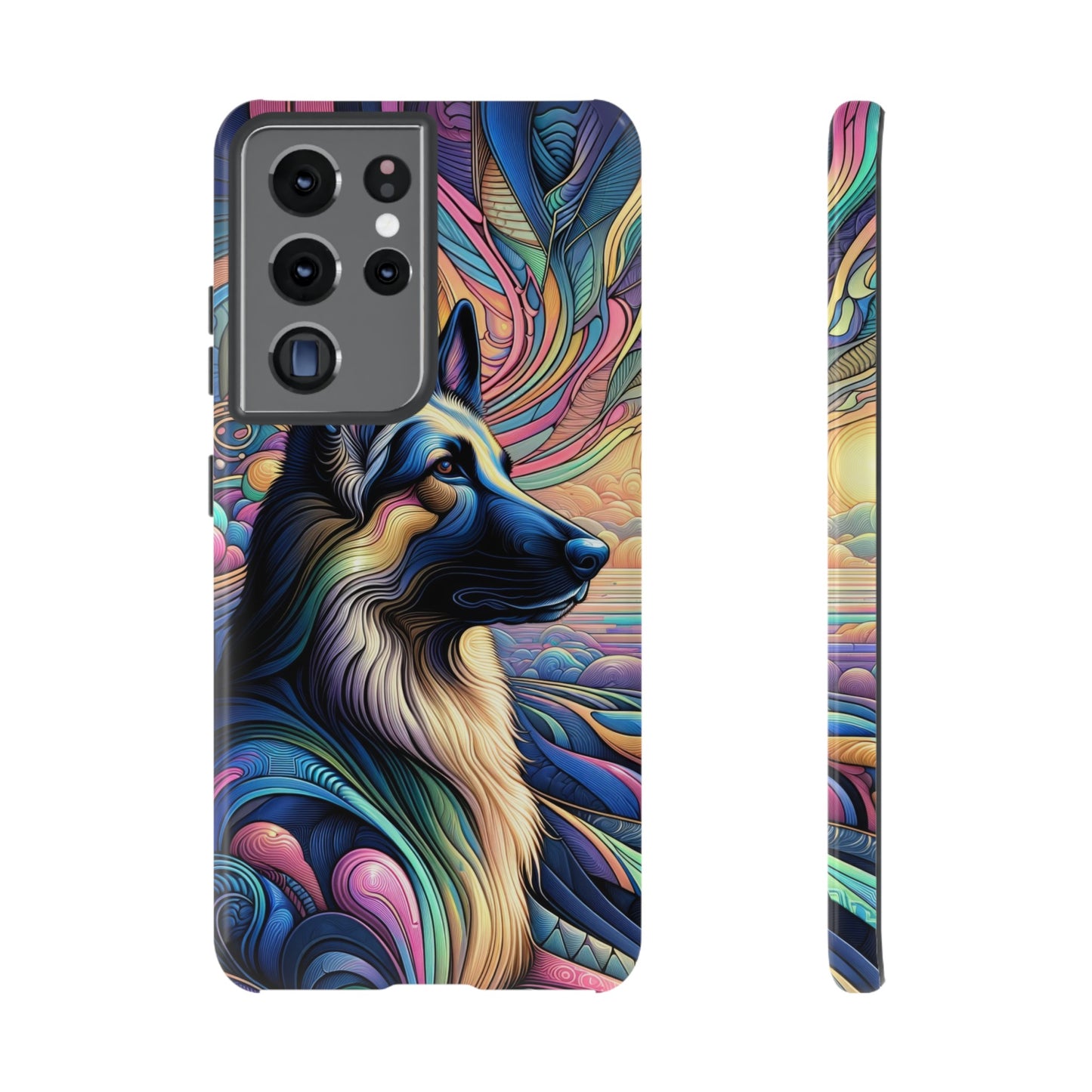 Art nouveau and vaporwave German Shepherd Phone Case