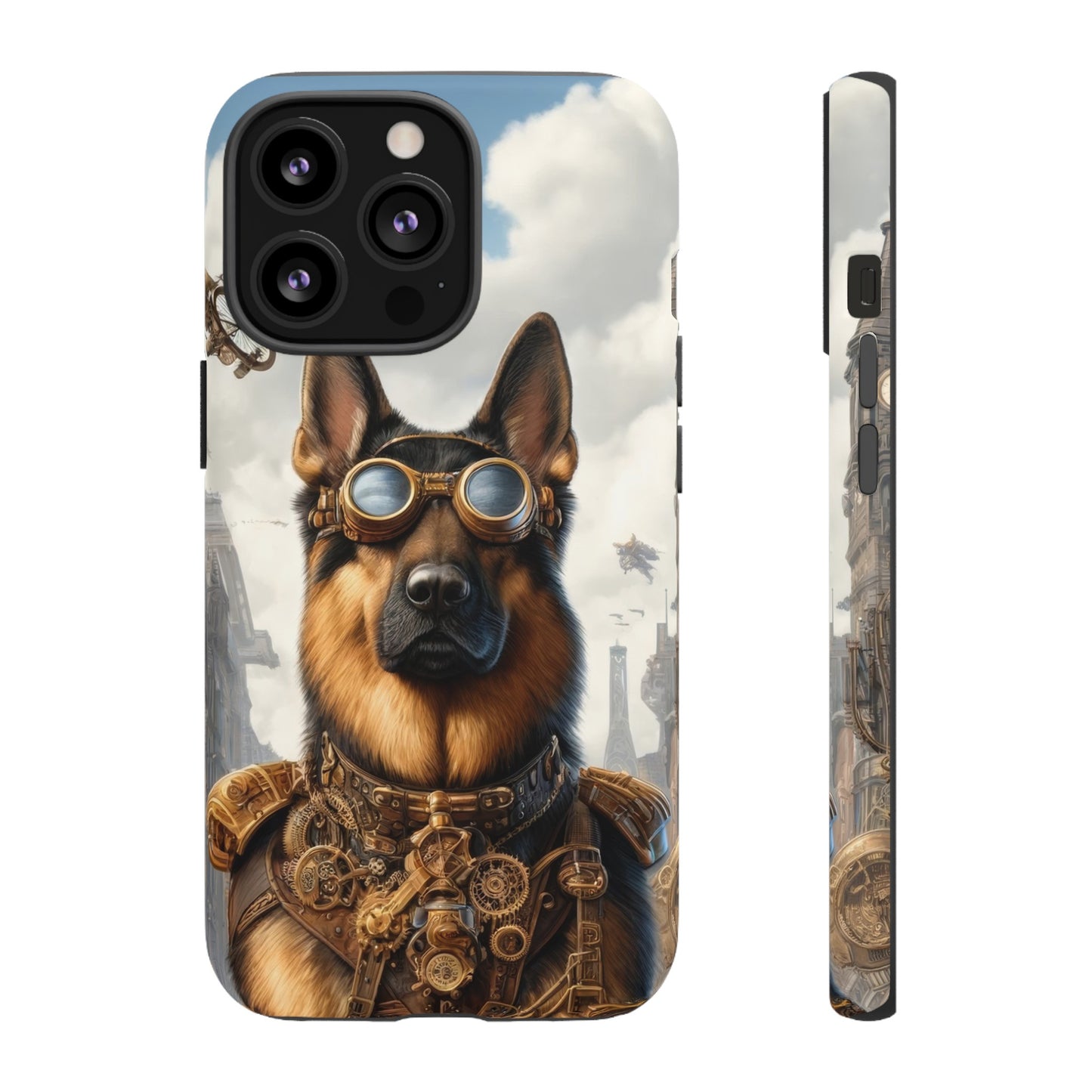 Realism and steampunk German Shepherd Phone Case