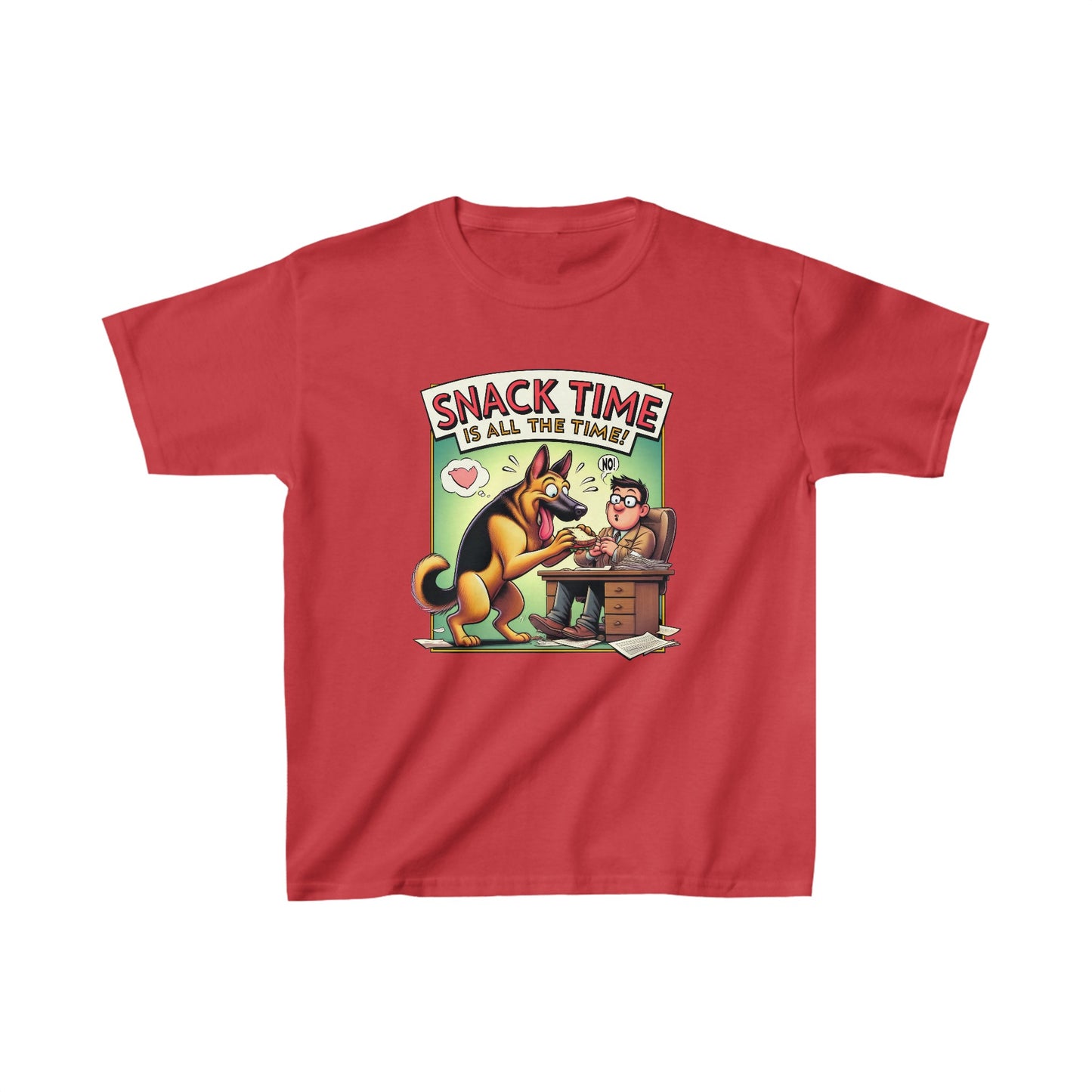 Snack Time is all the Time Kids Size T-Shirt (Multi colors) (German Shepherd)