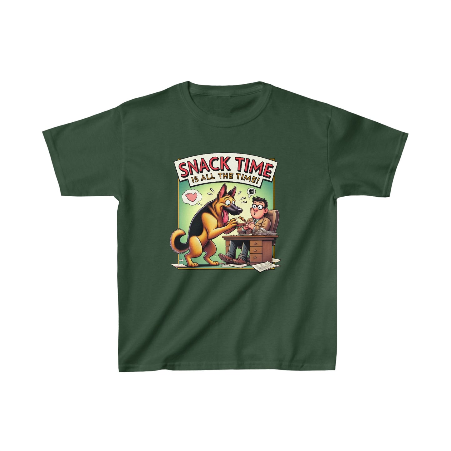 Snack Time is all the Time Kids Size T-Shirt (Multi colors) (German Shepherd)