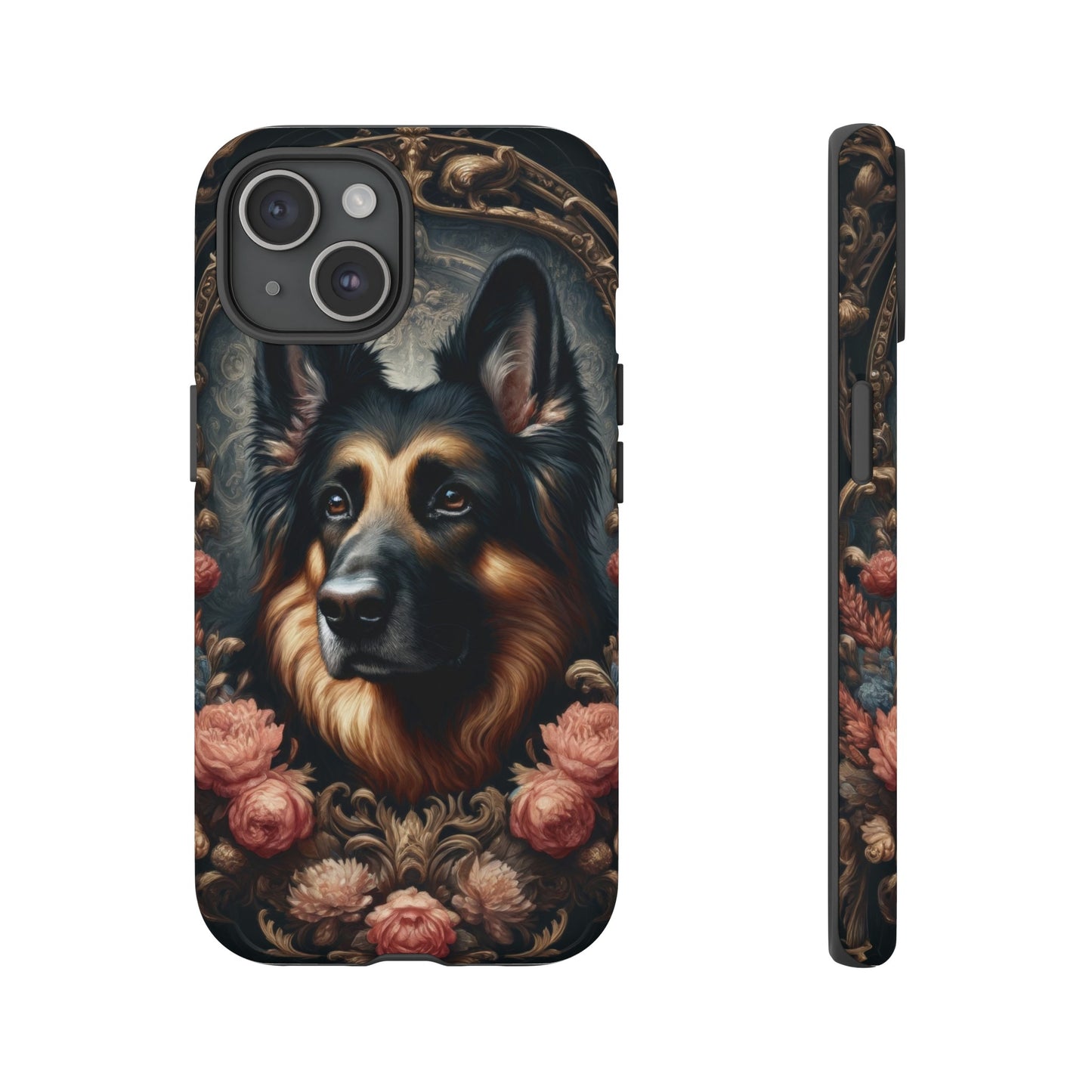 Gothic, high angle German Shepherd Phone Case