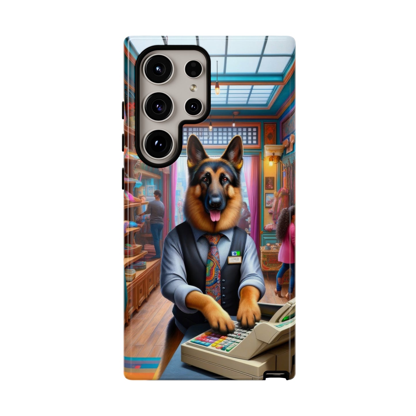 German Shepherd Operating a Cash Register Phone Case