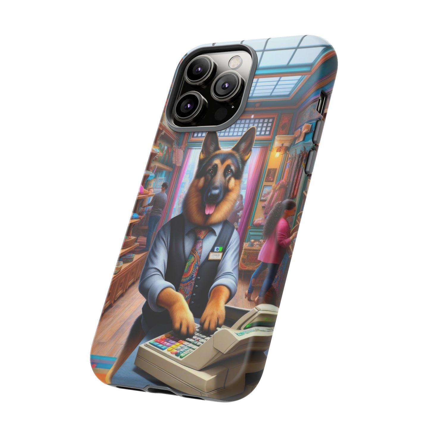 German Shepherd Operating a Cash Register Phone Case