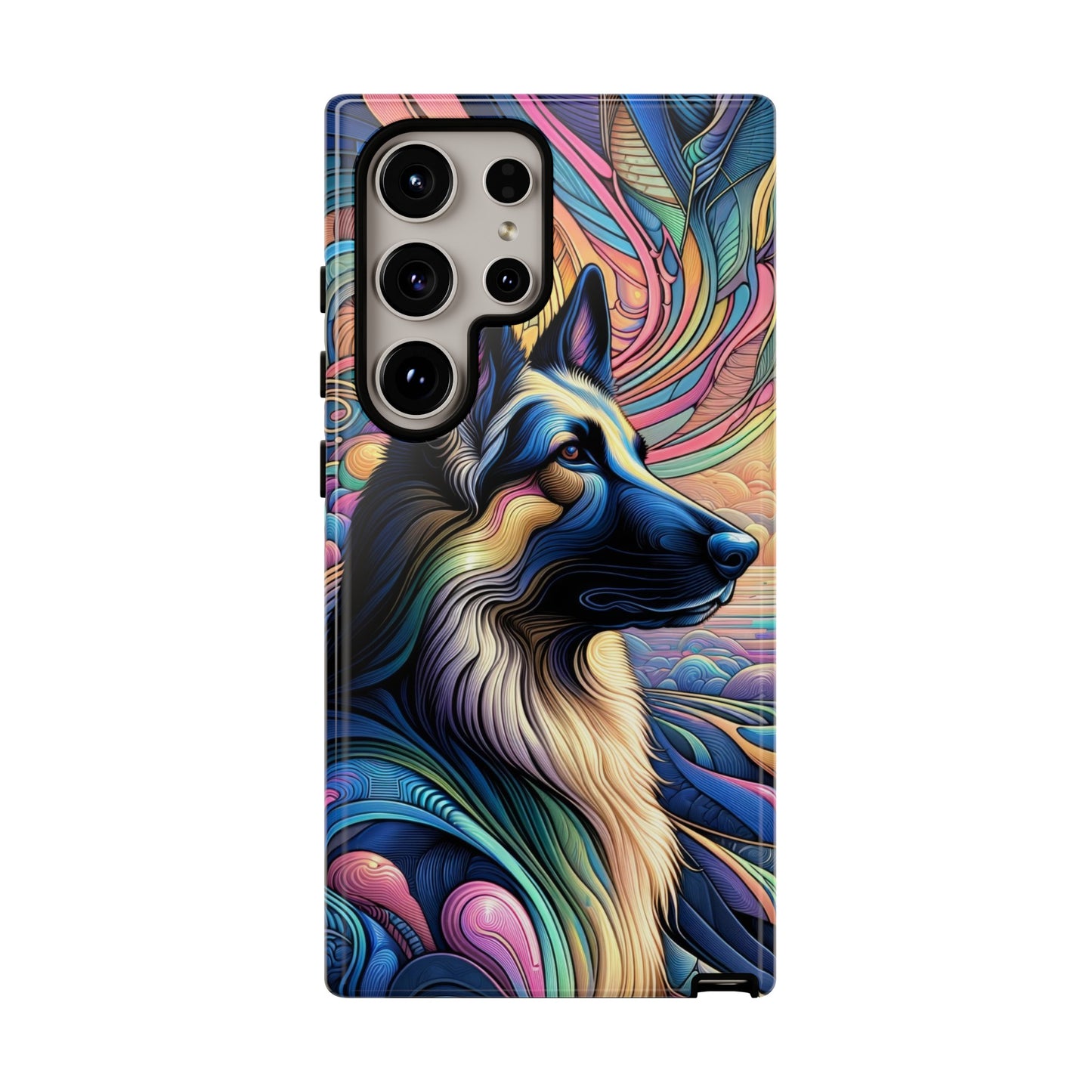 Art nouveau and vaporwave German Shepherd Phone Case