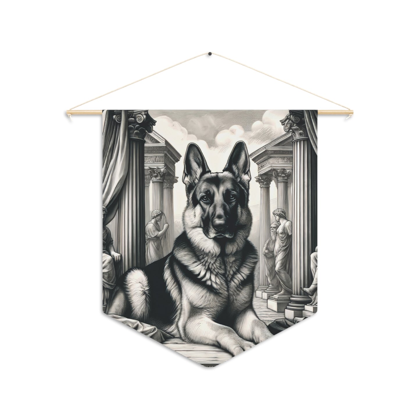 Etching and greco-roman German Shepherd Pennant