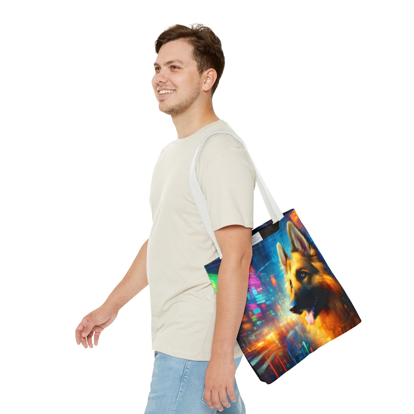 Impressionism meets cyberpunk German Shepherd Tote Bag