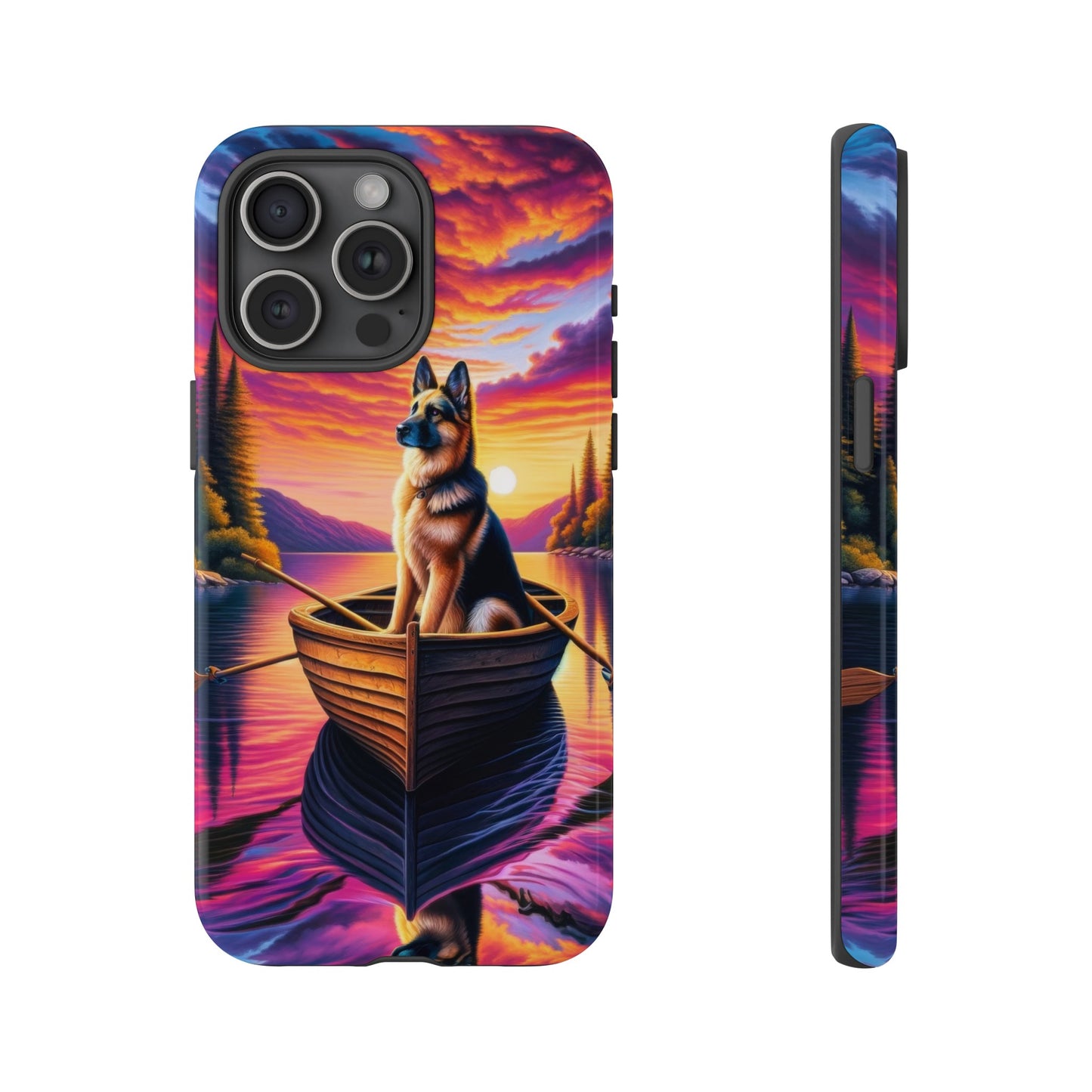 German Shepherd Rowing a boat Phone Case